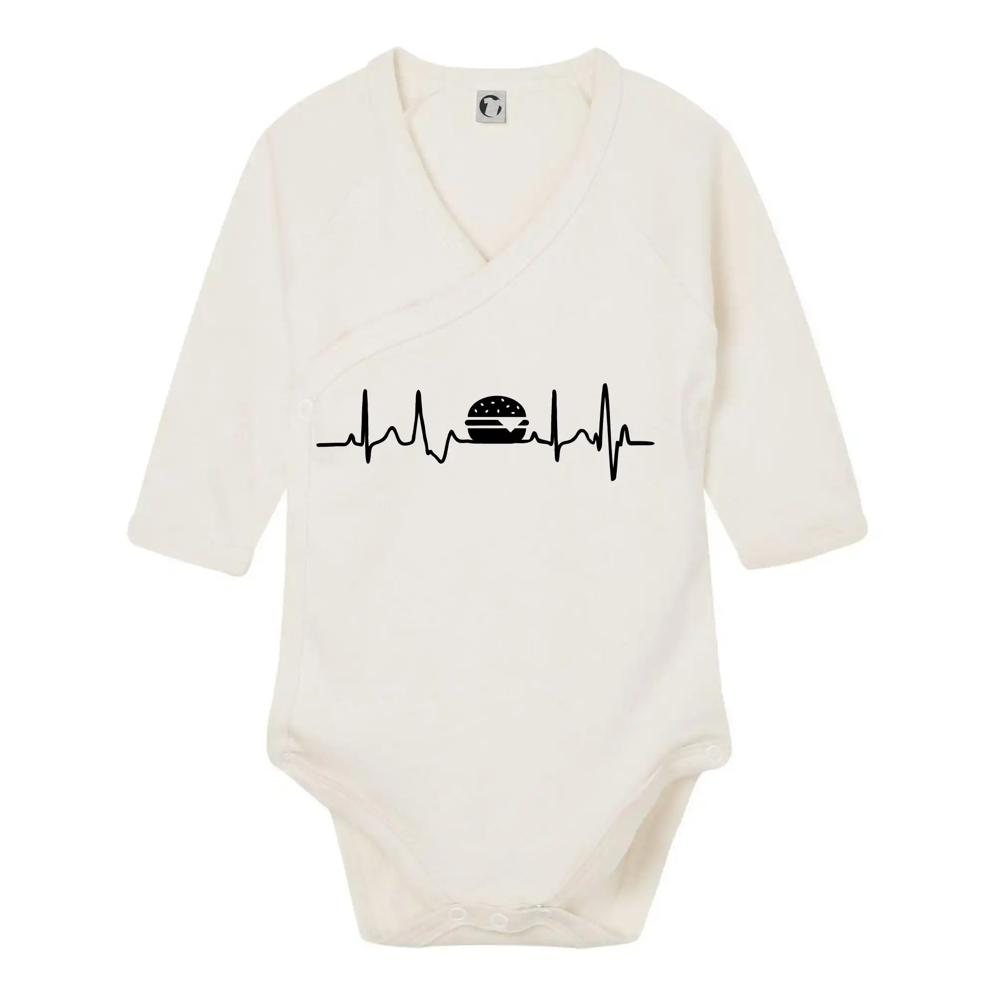 Tričká a zástery na grilovanie - Ekg hamburger - Body zavinovacie s dlhým rukávom