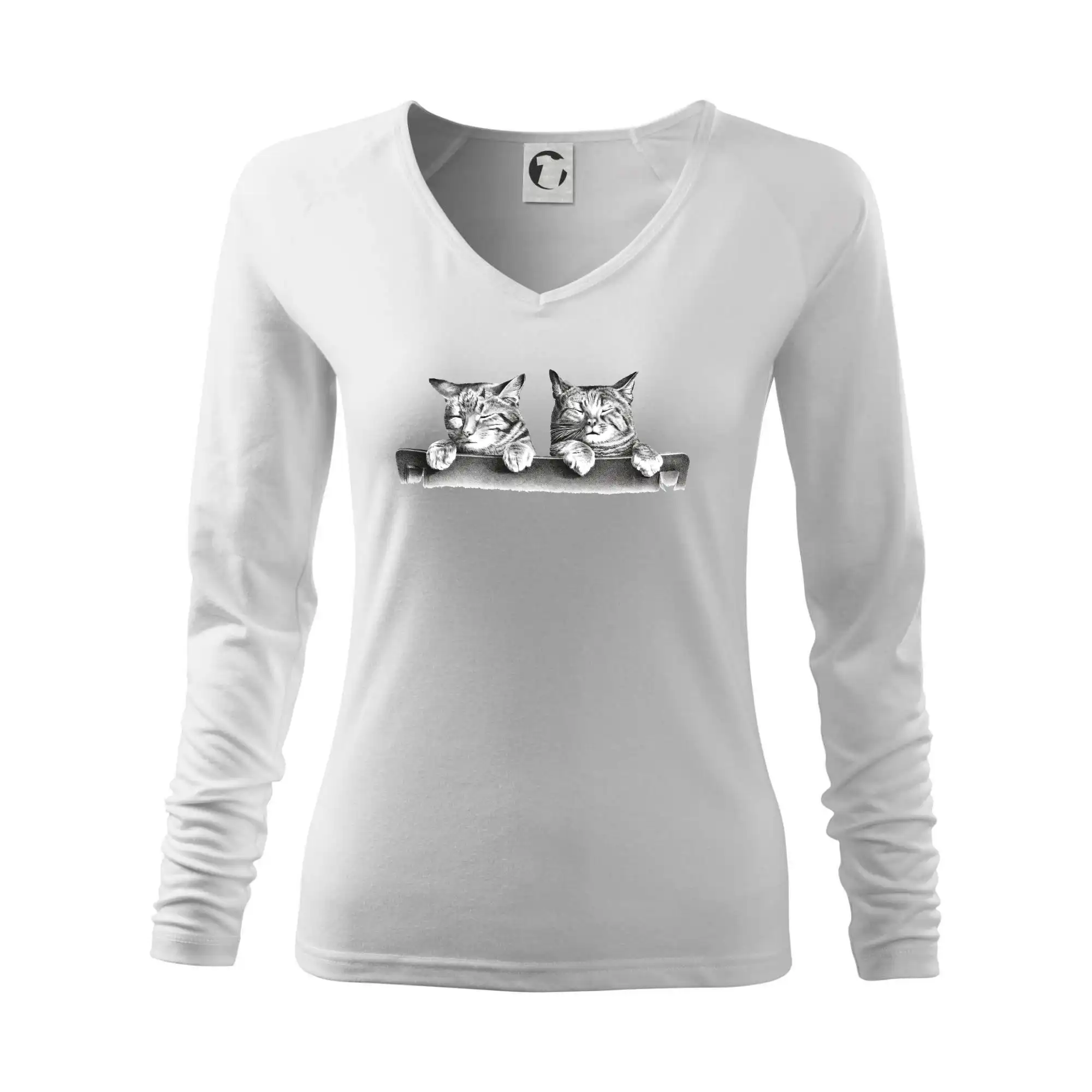 Vtipná tričká s mačkou - Dve mačiatka na stoličke - Tričko dámske Elegance