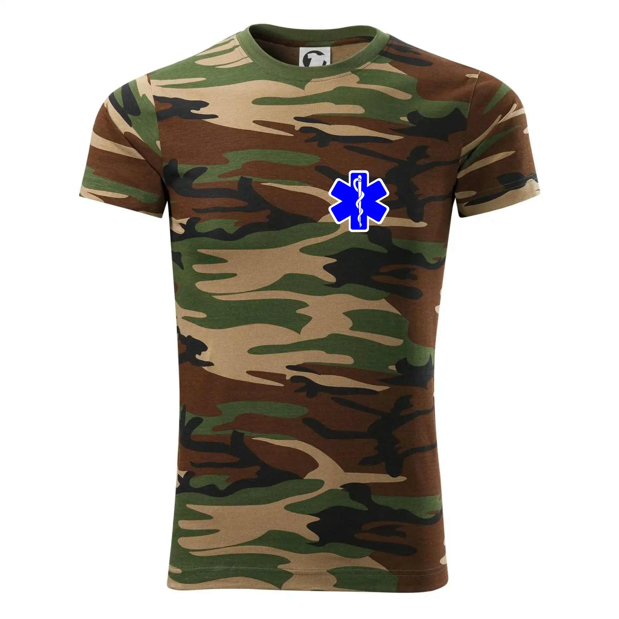 Tričká a mikiny pre záchranárov a lekárov - Kvalitné oblečenie pre zdravotníkov - Rescue - Hviezda na prsníku + nápis na chrbte - Army CAMOUFLAGE