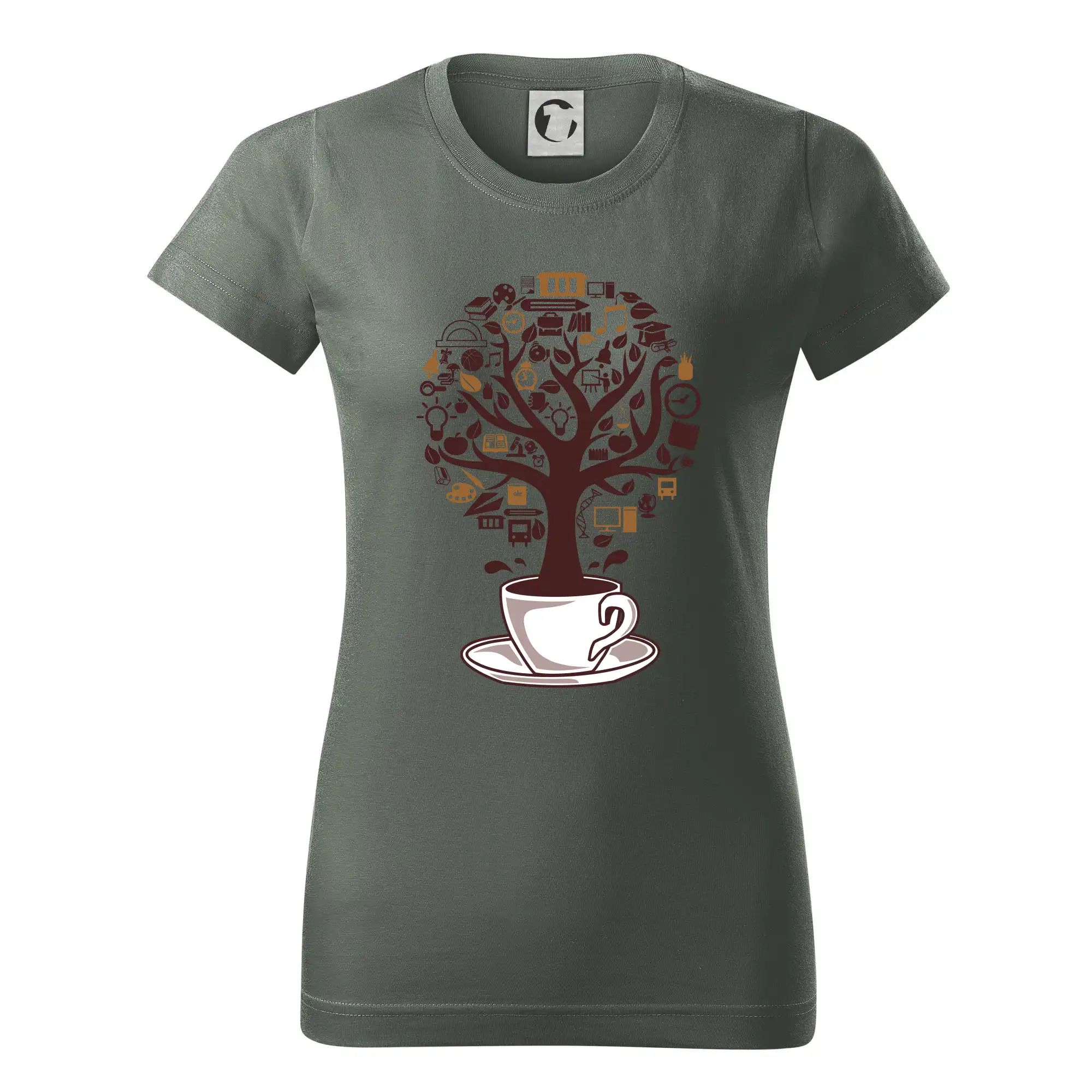 Motívy pre baristu a milovníkov kávy - Coffee Tree parts from school icon - Dámske tričko basic - ľahko voľnejšie a dlhšie