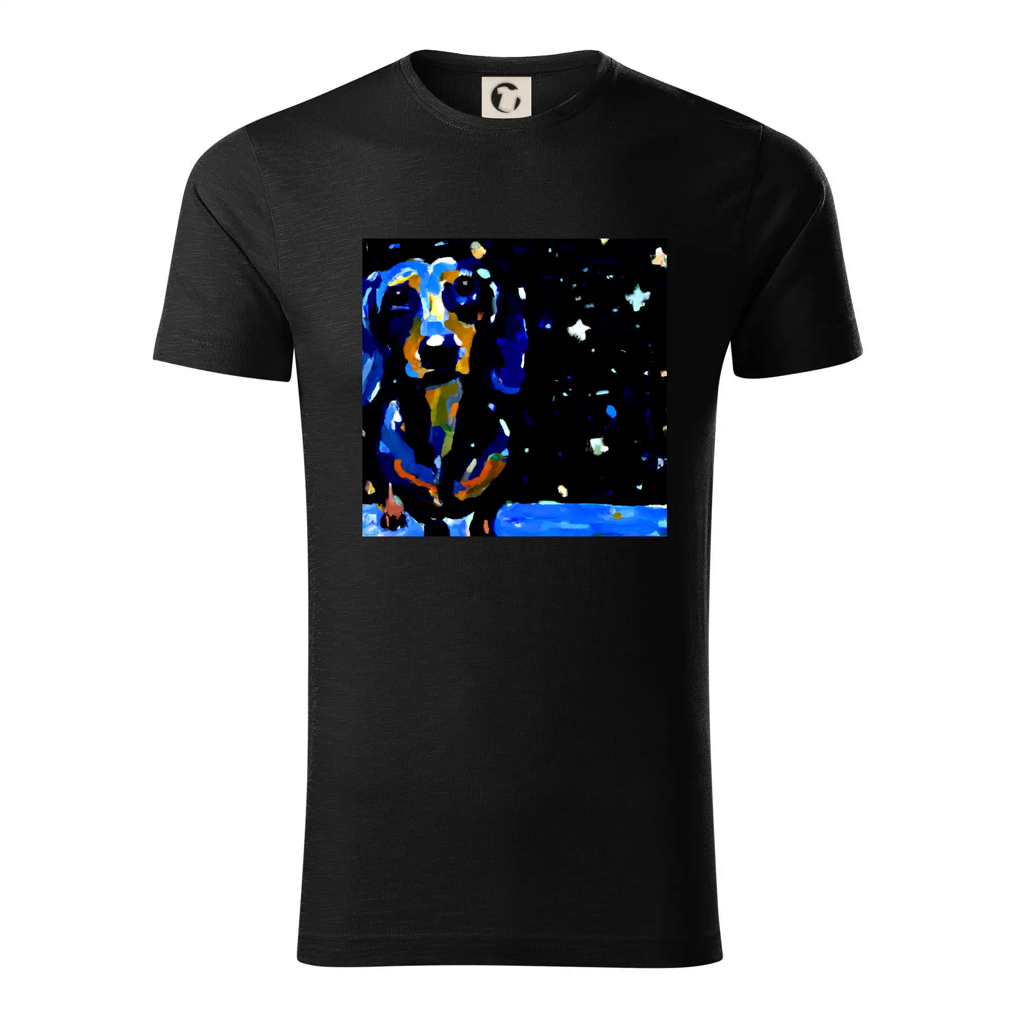 Tričká s motívom jazvečíka - Jazvečík a nočná obloha - olejomaľba - Tričko z organickej bavlny