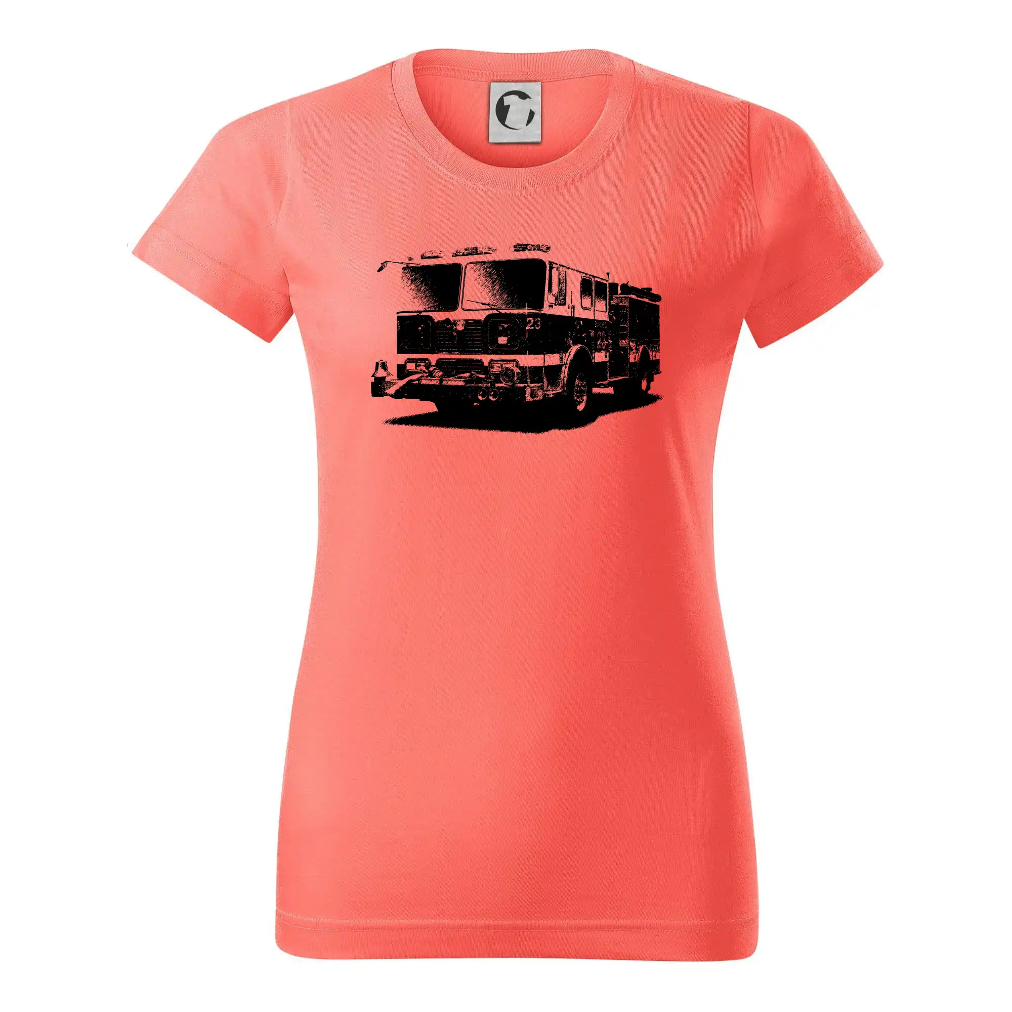 Originálne tričká pre hasičov - Hasičské auto americkej - Dámske tričko basic - ľahko voľnejšie a dlhšie