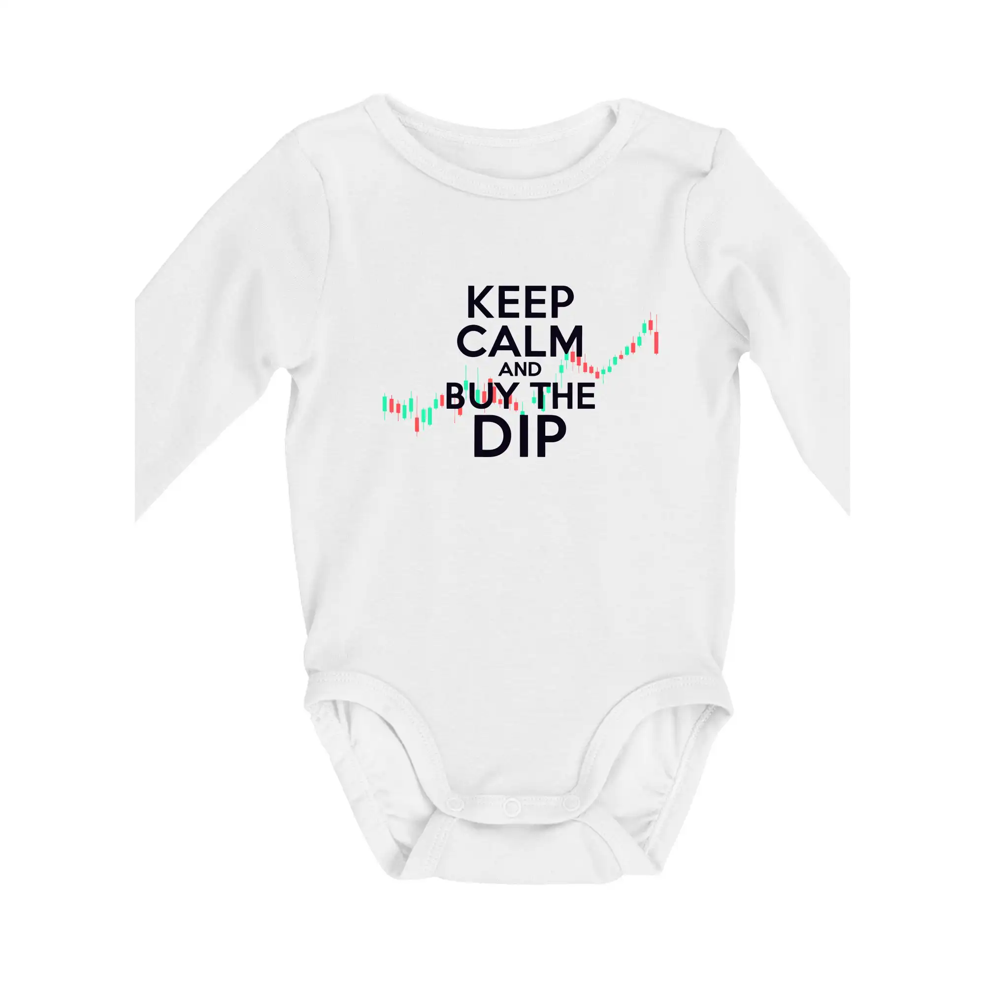 Zelenočervený graf Keep Calm and Buy the Dip - Body dojčenské s dlhým rukávom