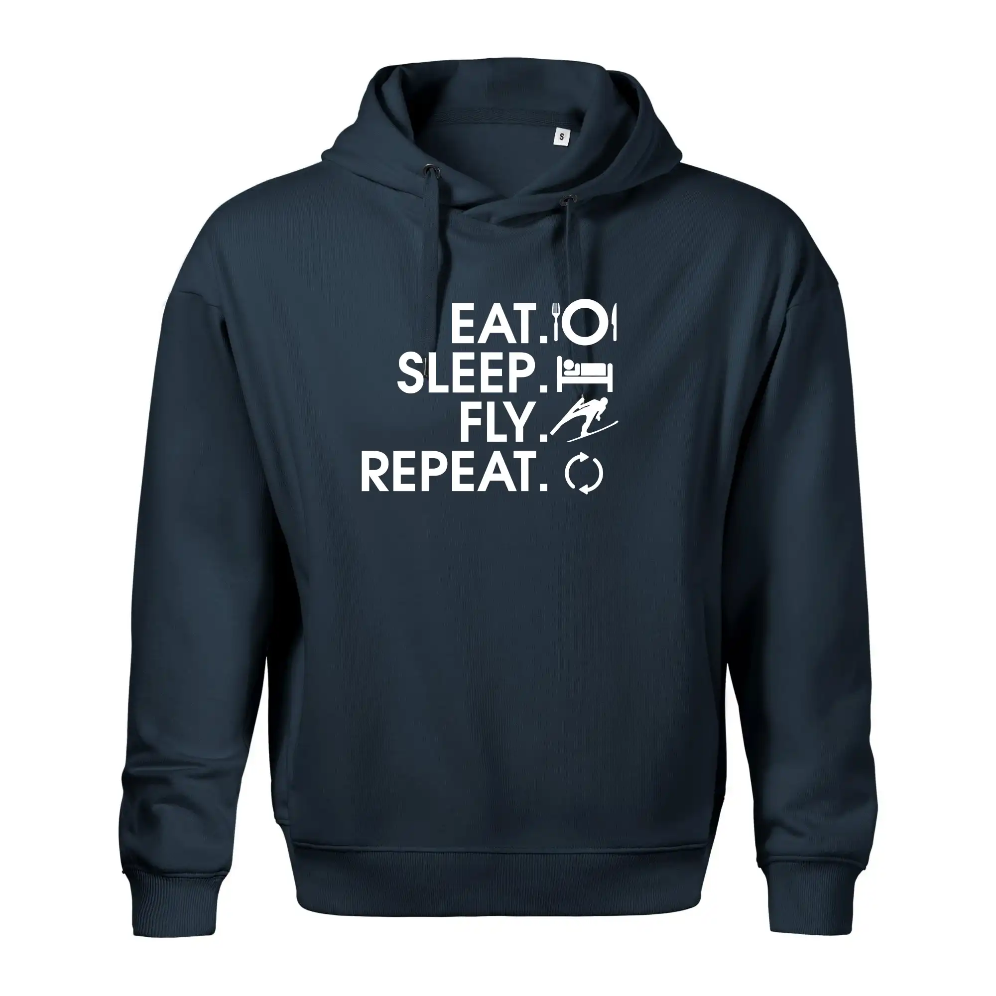 Eat sleep fly repeat - skoky na lyžích