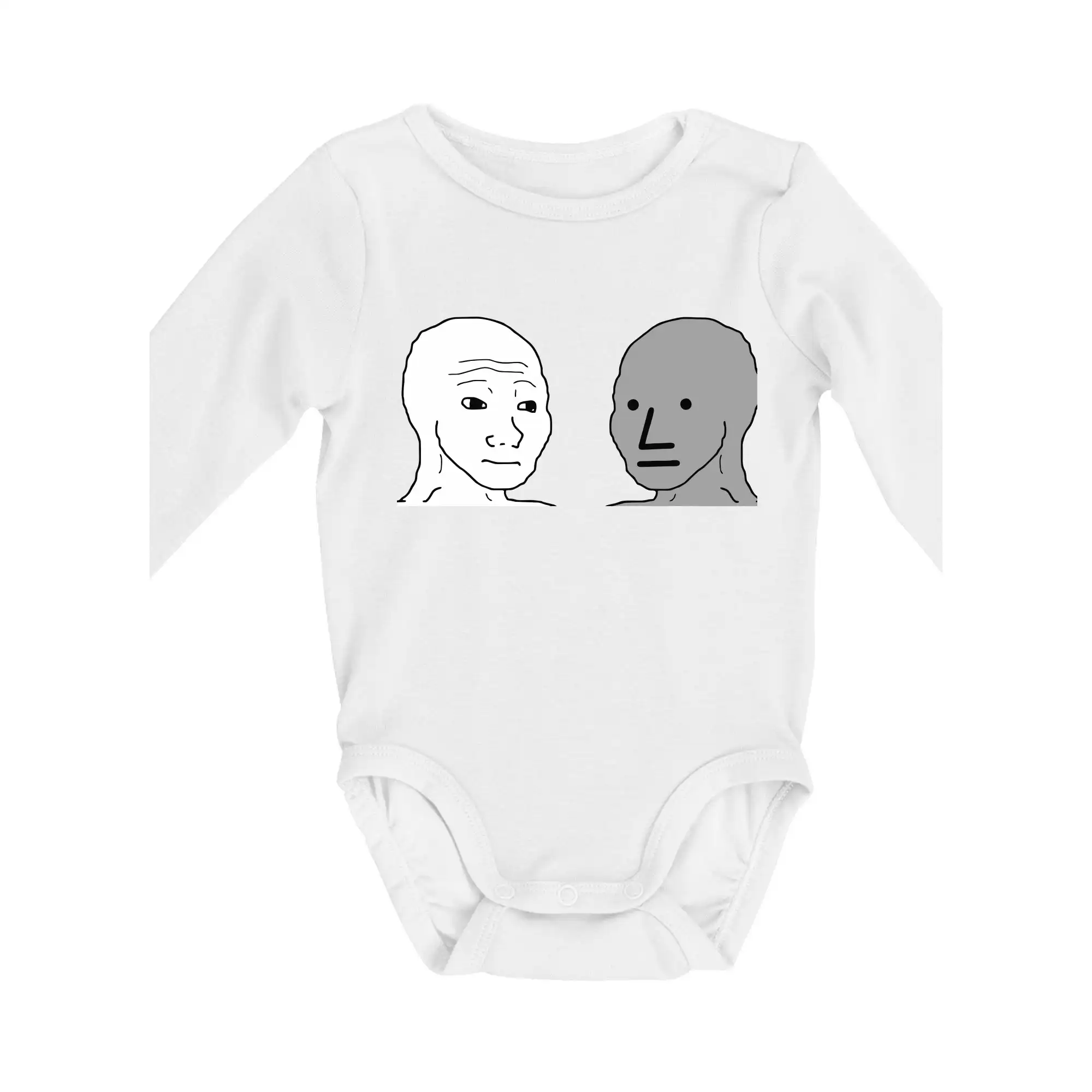 Tričká s motívmi ktoré frčia na internete - Wojak (Feels Guy) a NPC - Body dojčenské s dlhým rukávom