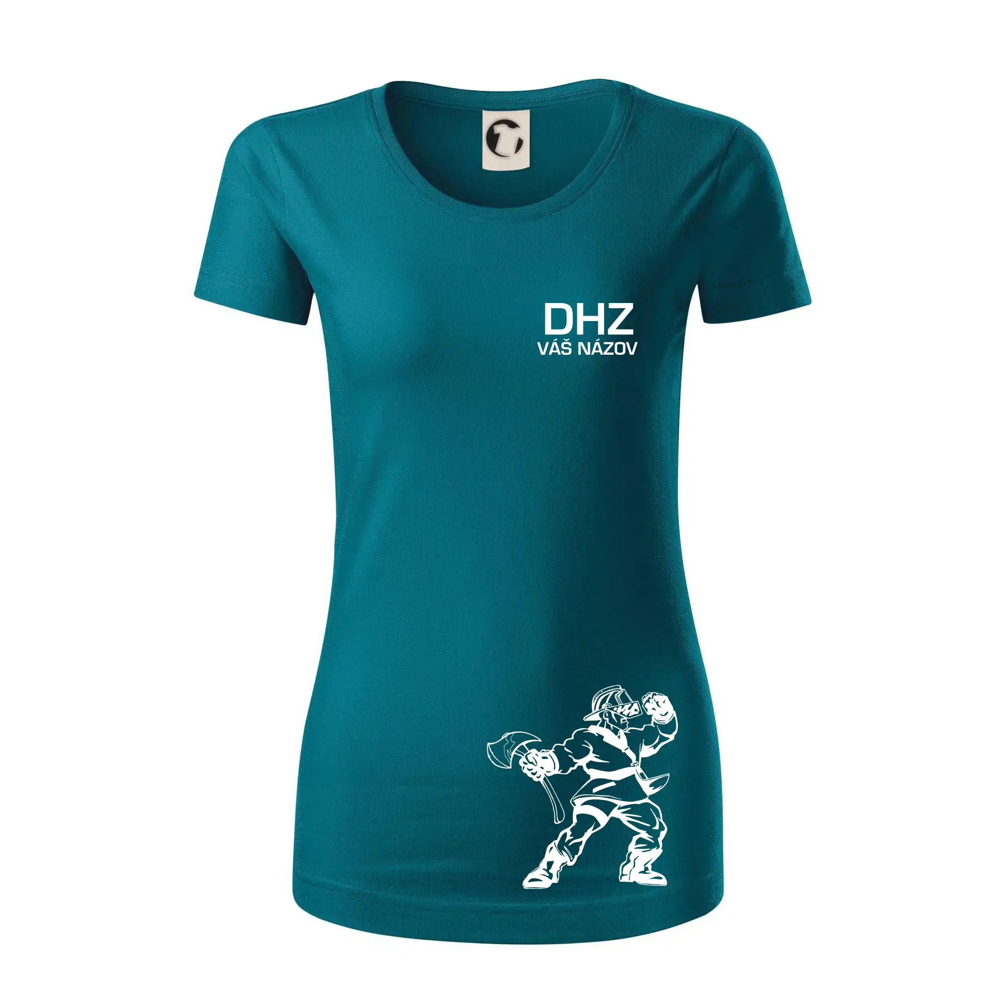 Originálne tričká pre hasičov - DHZ postava - vlastný názov - Dámske tričko z organickej bavlny Origin (GOTS)