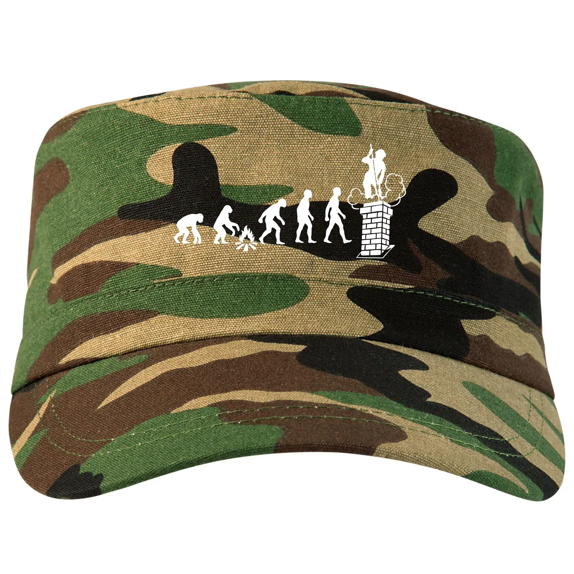 Vtipné tričká do práce - Evolúcia kominár - Šiltovka CAMO