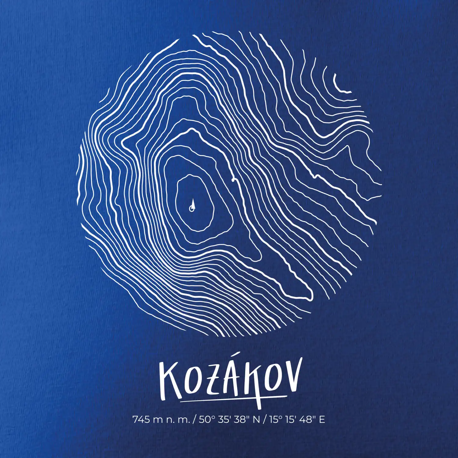 Kozákov - vrstevnice v kruhu