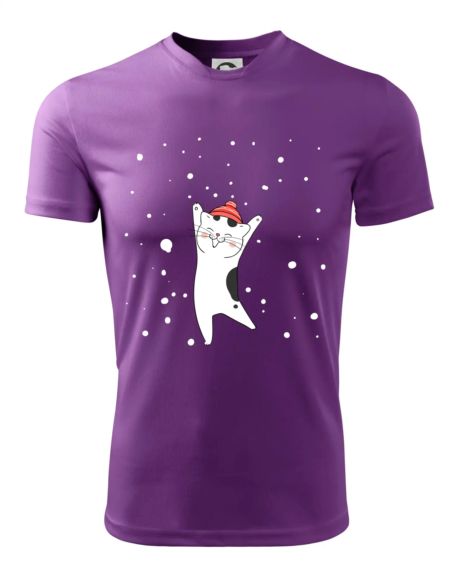 Veselá kočka v zimní čepici