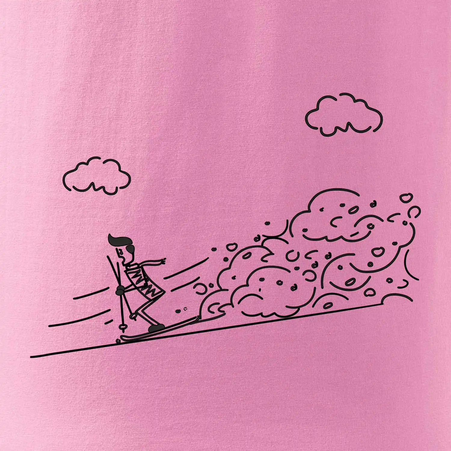 Kreslený lyžař na horách