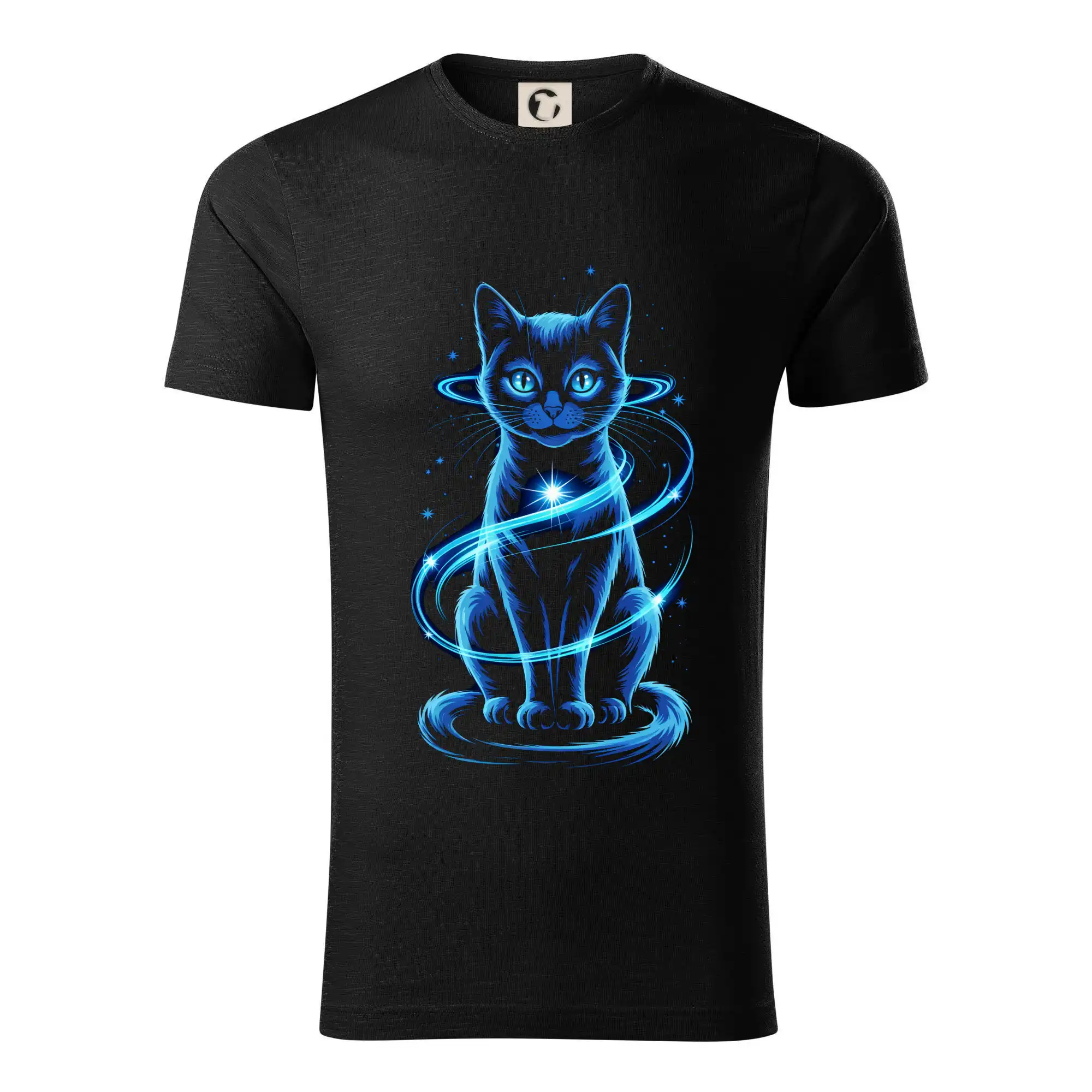 Vtipná tričká s mačkou - Vesmírna mačka modrá - Tričko z organickej bavlny