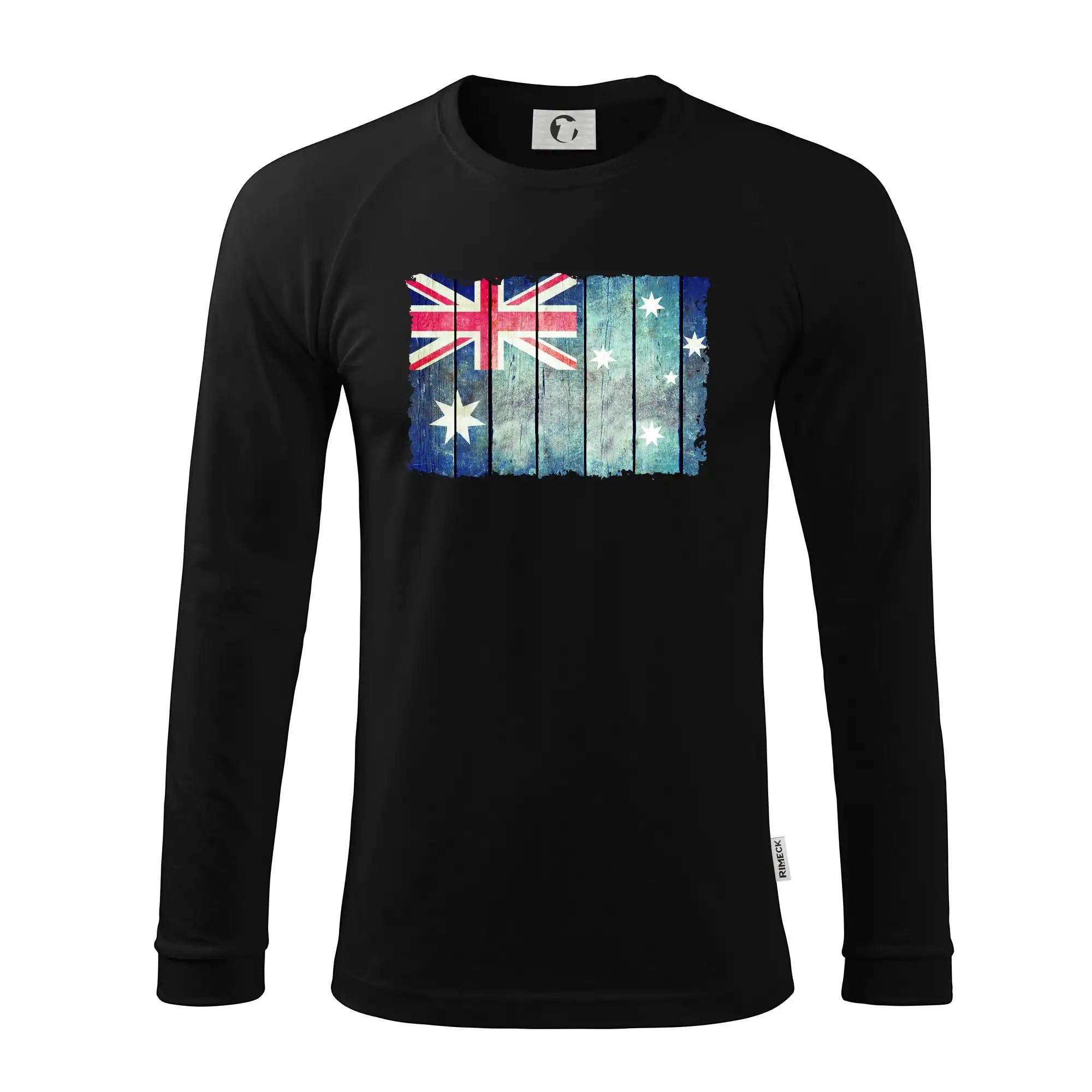 Motívy štátnych vlajok - Austrália - vlajka na doskovej stene   - Pánske tričko s dlhým rukávom LS130
