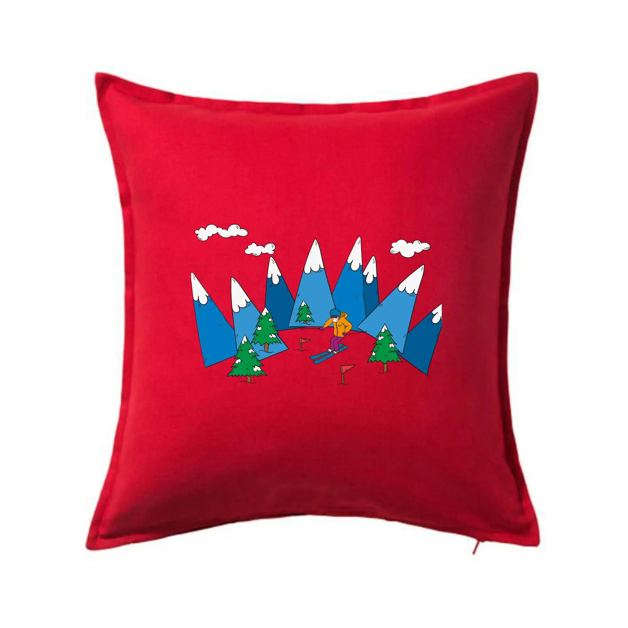 Lyže a Snowboard - Lyžiar a farebné hory - Vankúš 50x50