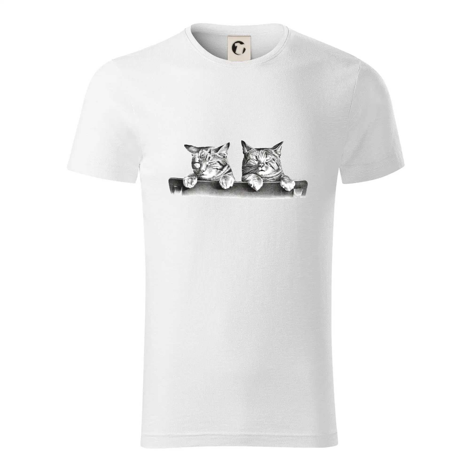 Vtipná tričká s mačkou - Dve mačiatka na stoličke - Tričko z organickej bavlny