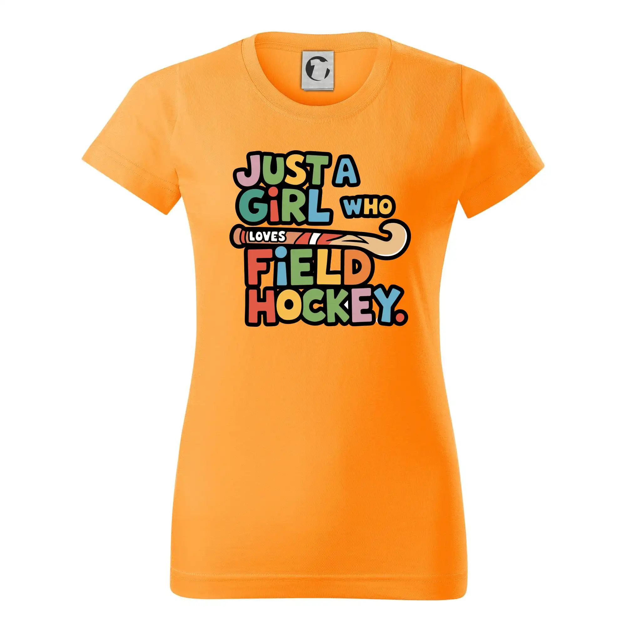 Ostatné športy - Farebný nápis Just a girl who loves field hockey - Dámske tričko basic - ľahko voľnejšie a dlhšie