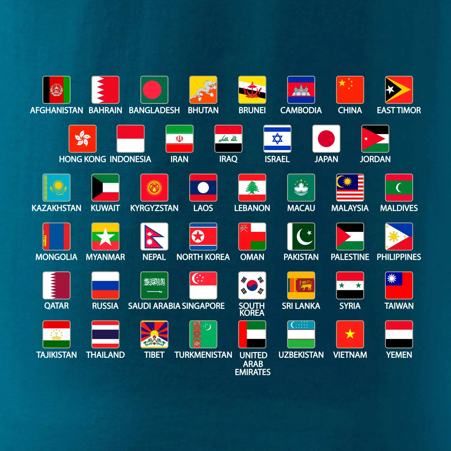 Vlajky států - Asie