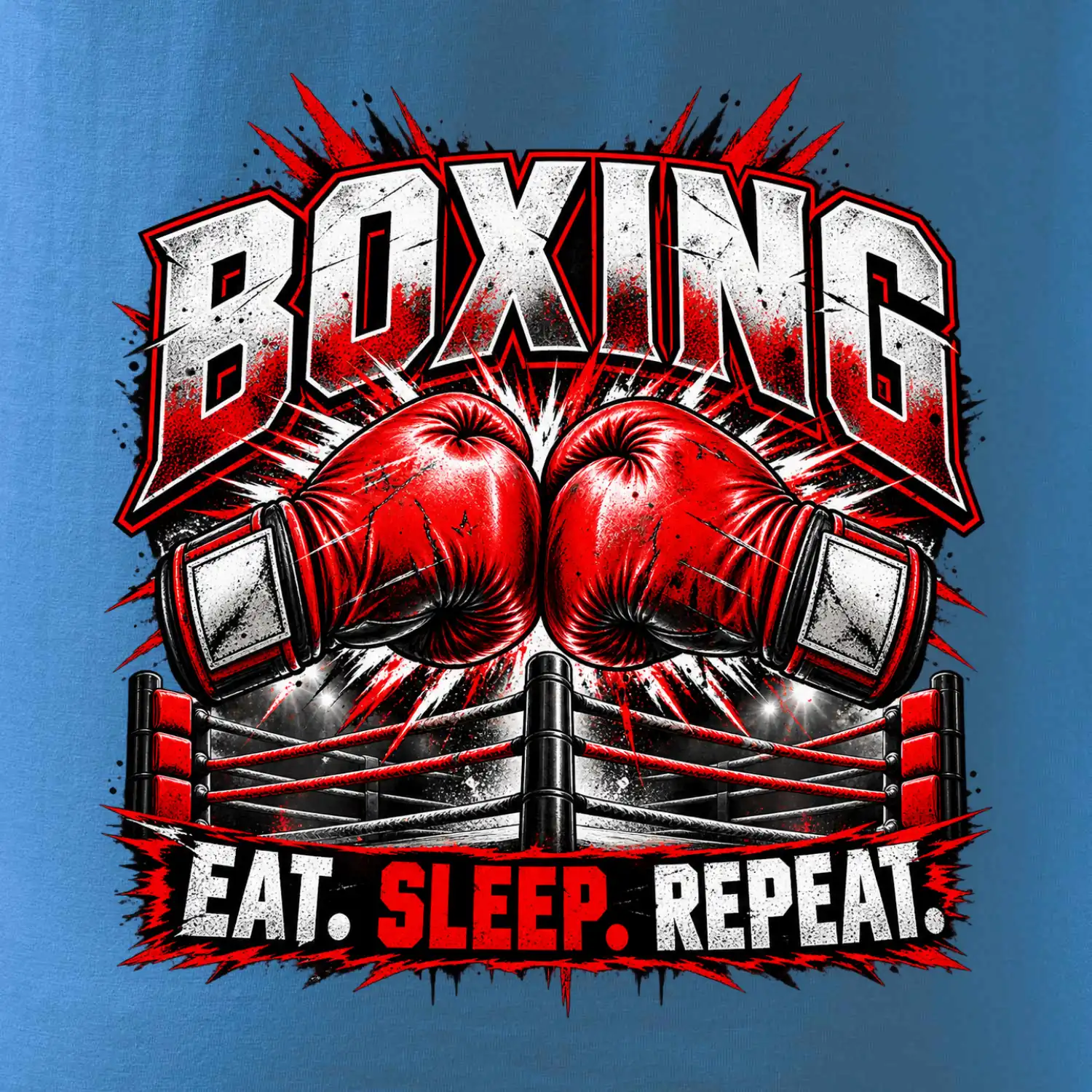 Boxerské rukavice v ringu eat sleep repeat