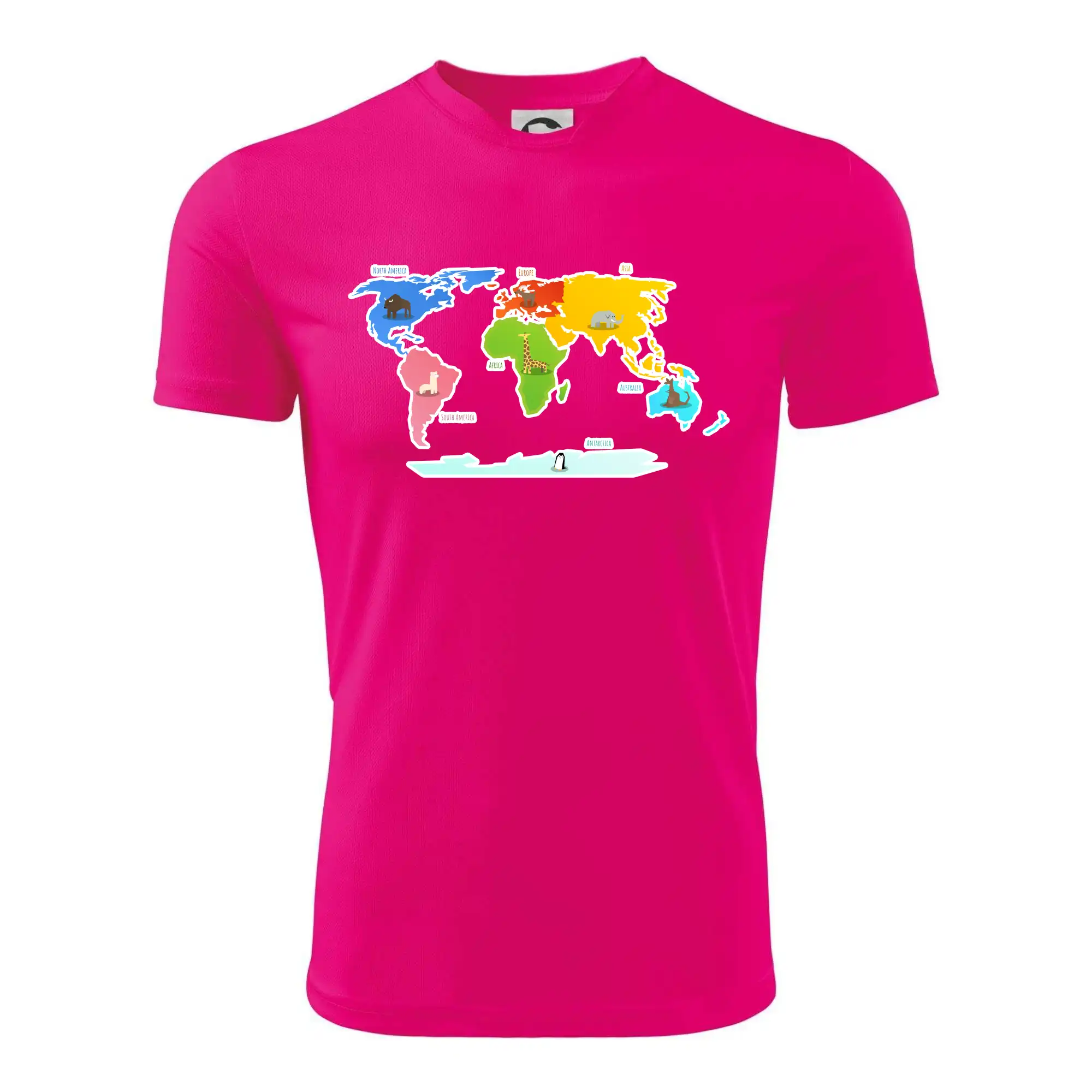 Světové kontinenty s názvy a zvířátky