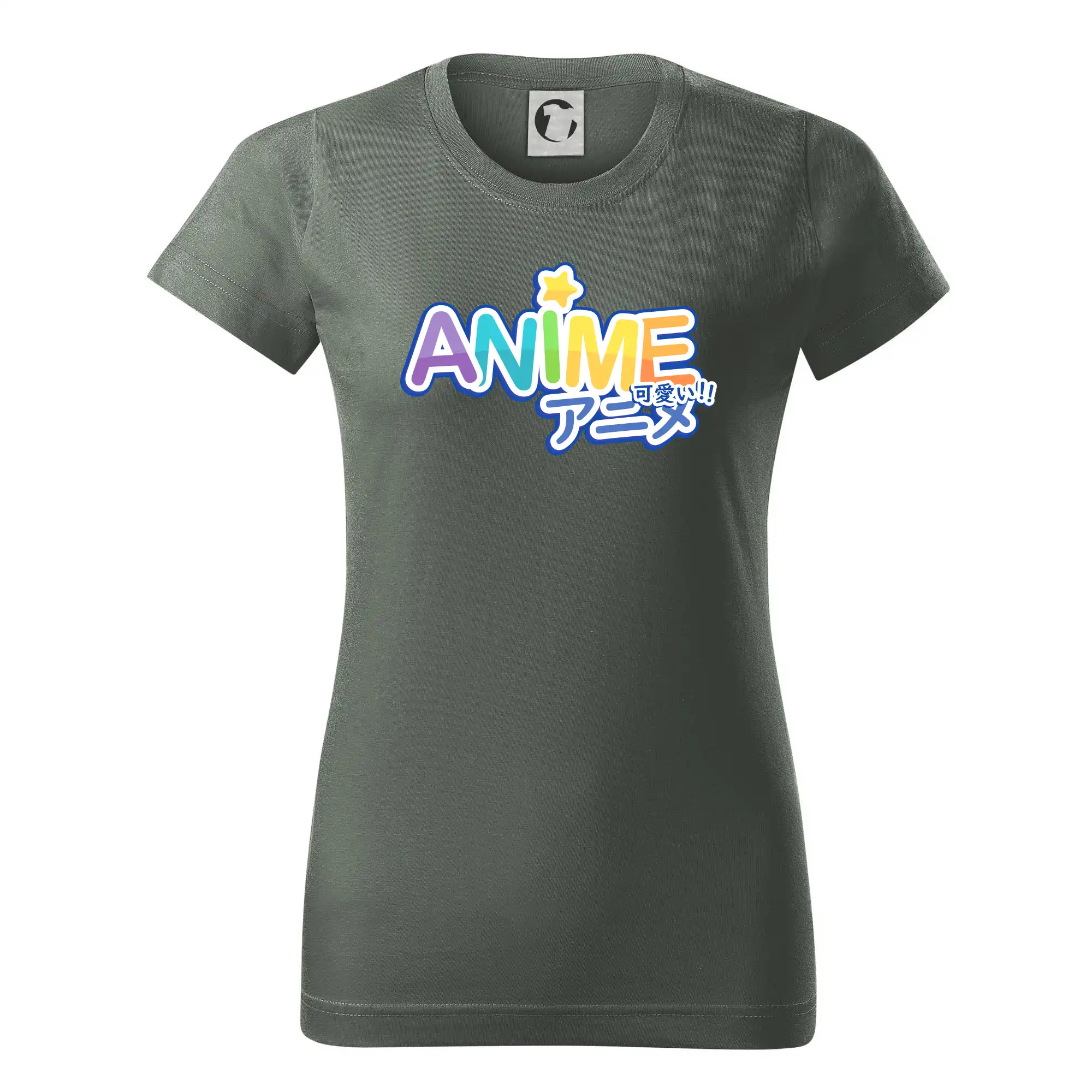 Ostatné nápisy - Anime nápis dúhový - Dámske tričko basic - ľahko voľnejšie a dlhšie