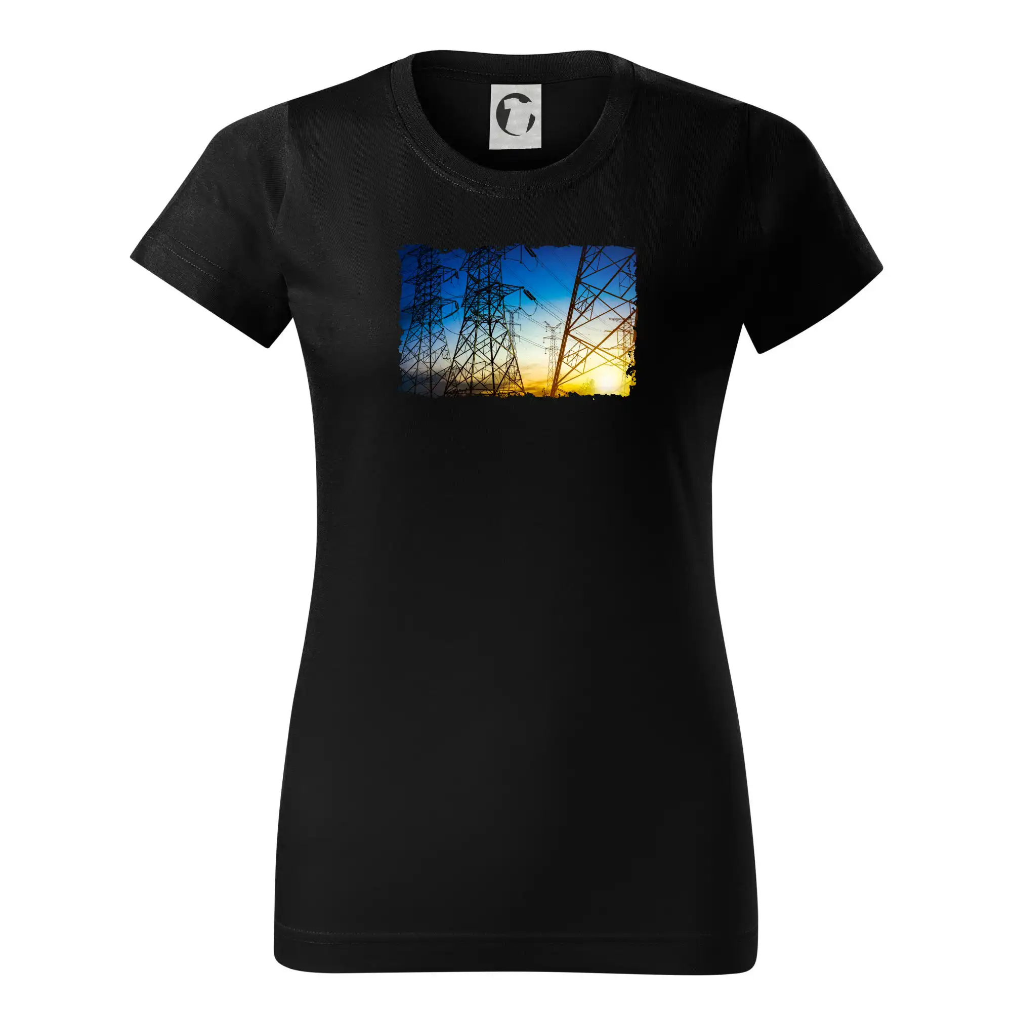Vtipné tričká do práce - Fotka stožiarov vysokého napätia - Dámske tričko basic - ľahko voľnejšie a dlhšie
