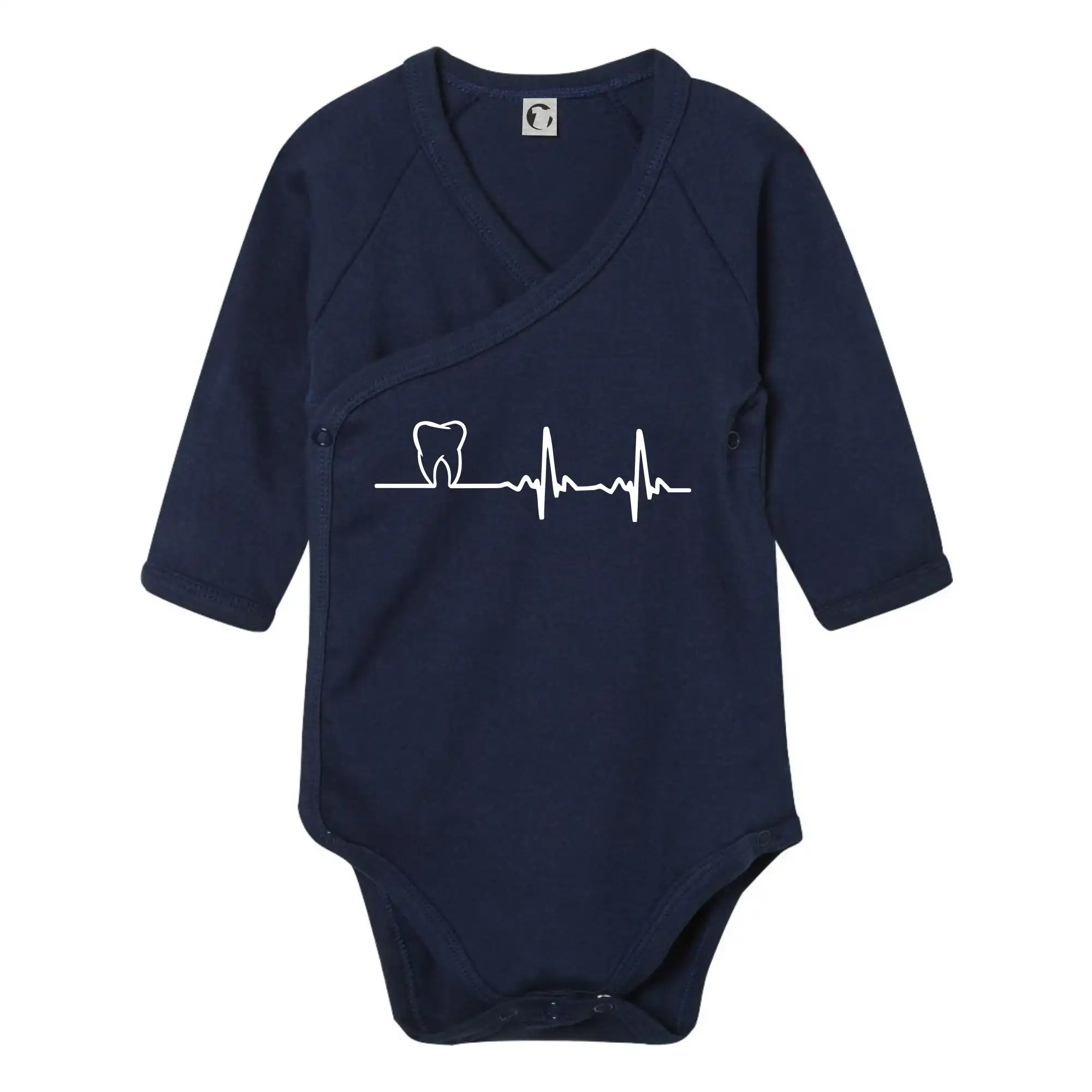 Tričká a mikiny pre zubárov - EKG zuby - Body zavinovacie s dlhým rukávom