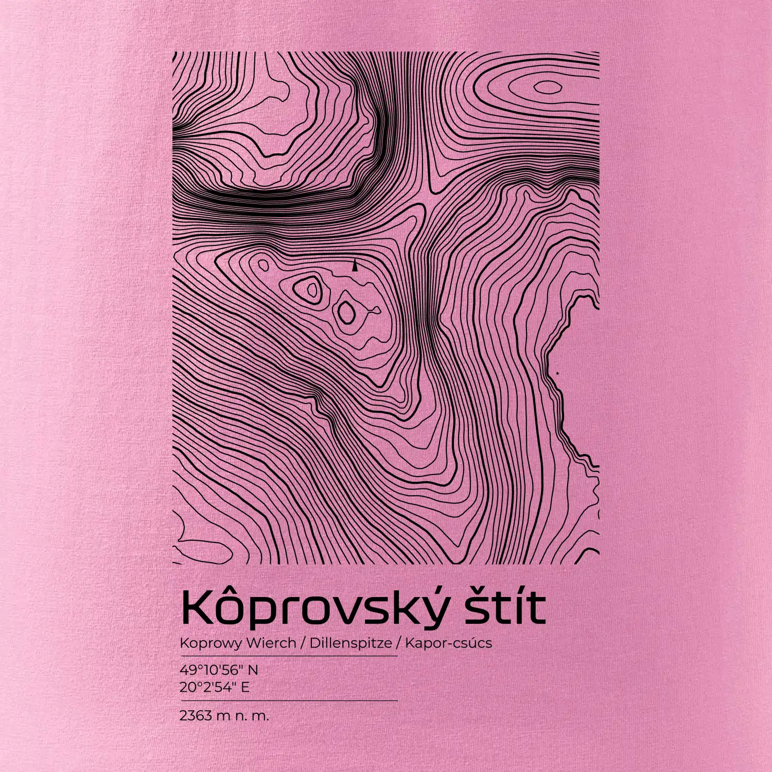 Kôprovský štít - vrstevnice v obdélníku