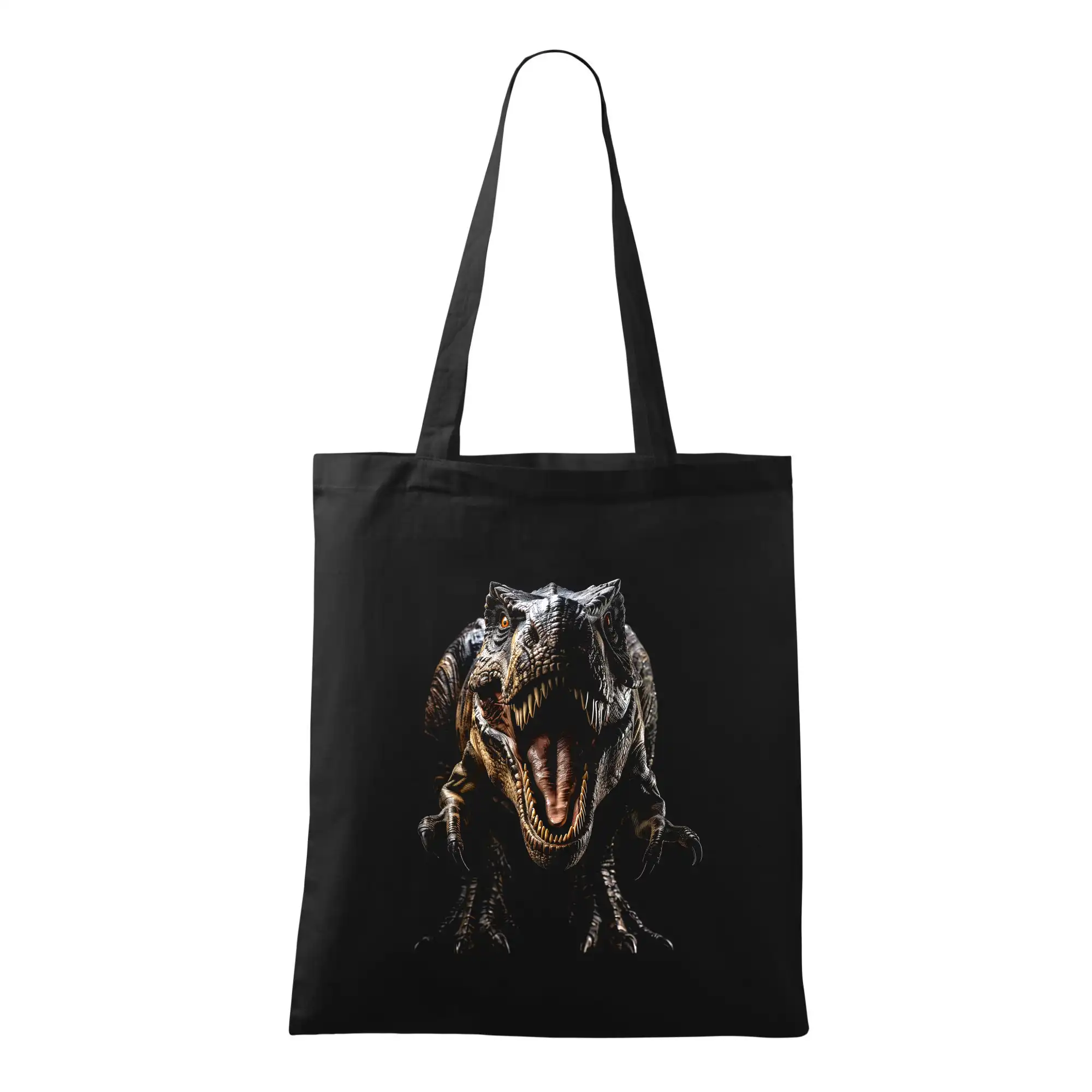 Tričká so zvieratami - Tyrannosaurus Rex čierna fotka - Taška bavlnená