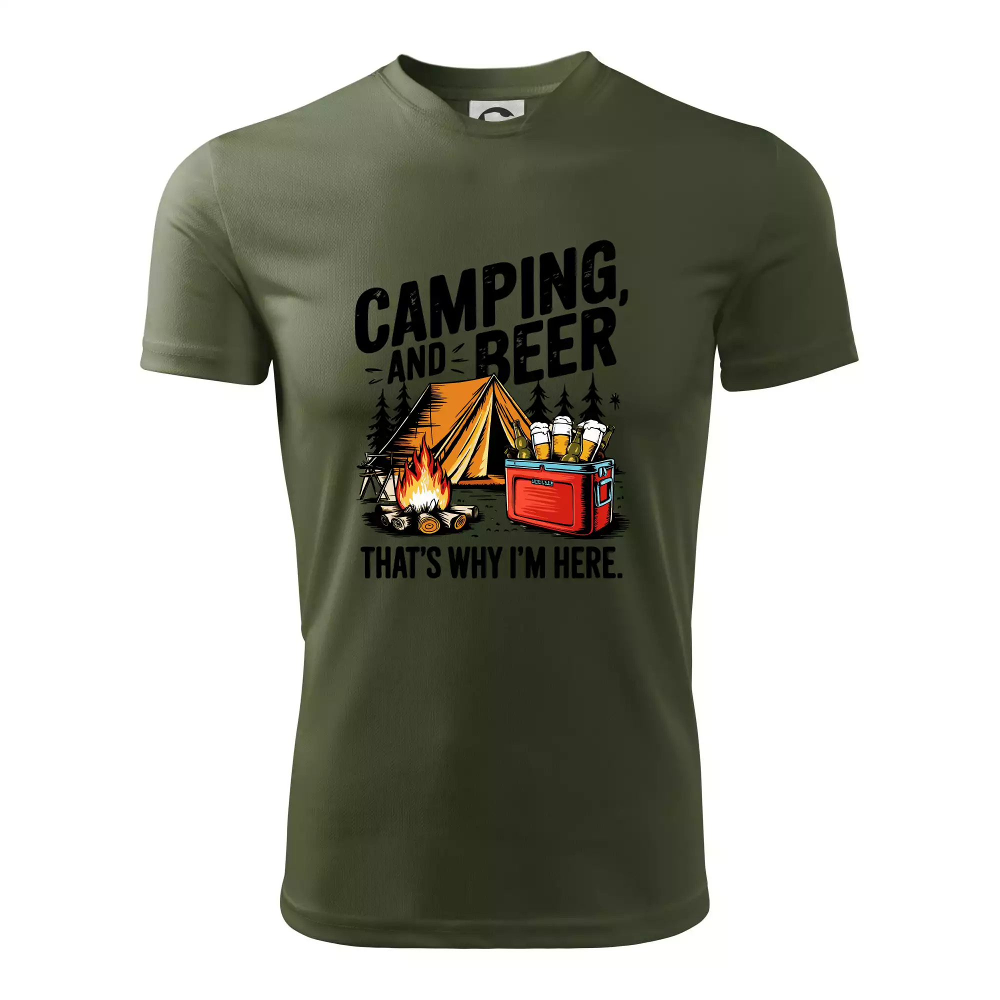 Černý nápis nápis Camping and beer