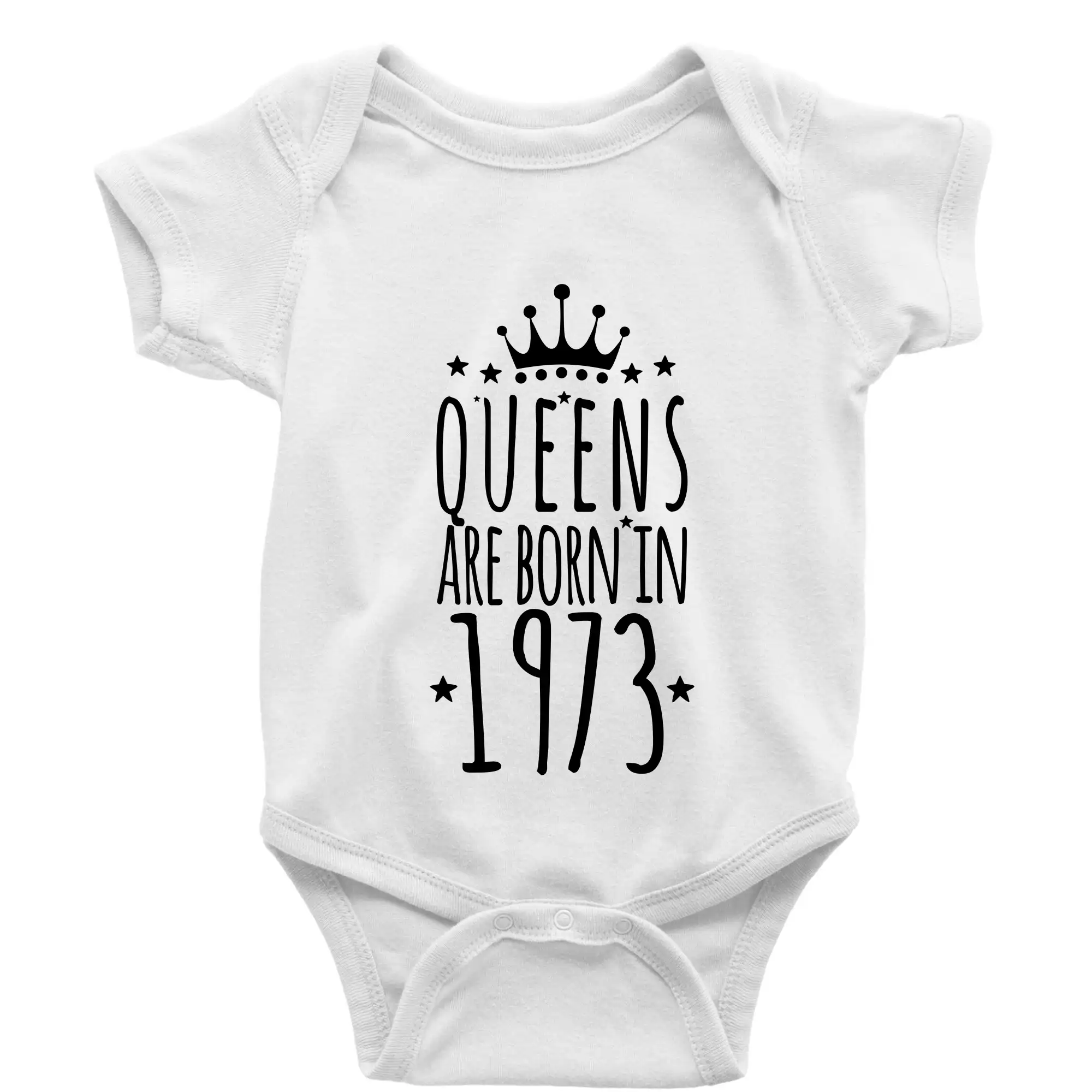 Tričká k narodeninám - Queens are born in 1973 - Body dojčenské s krátkym rukávom