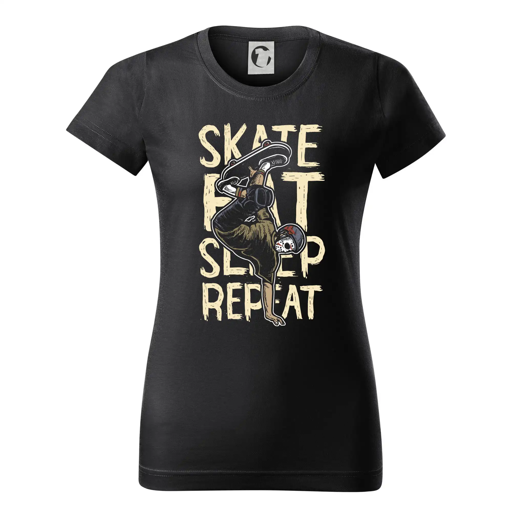 Longboard a Skatebord - Skate Eat Sleep Repeat - Dámske tričko basic - ľahko voľnejšie a dlhšie