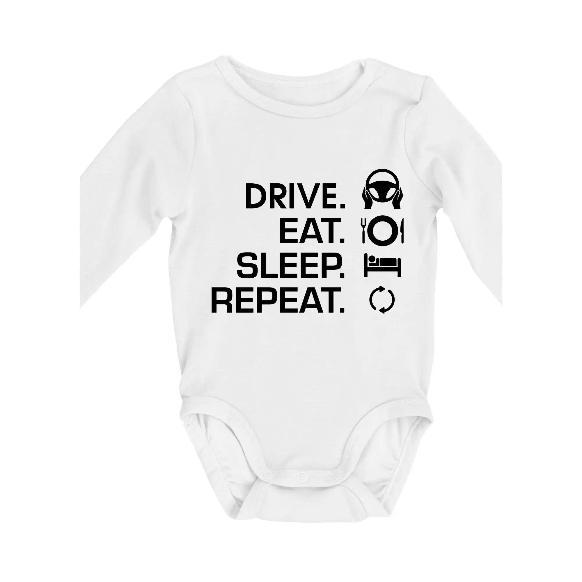 Auto tričká - Drive eat sleep repeat - Body dojčenské s dlhým rukávom