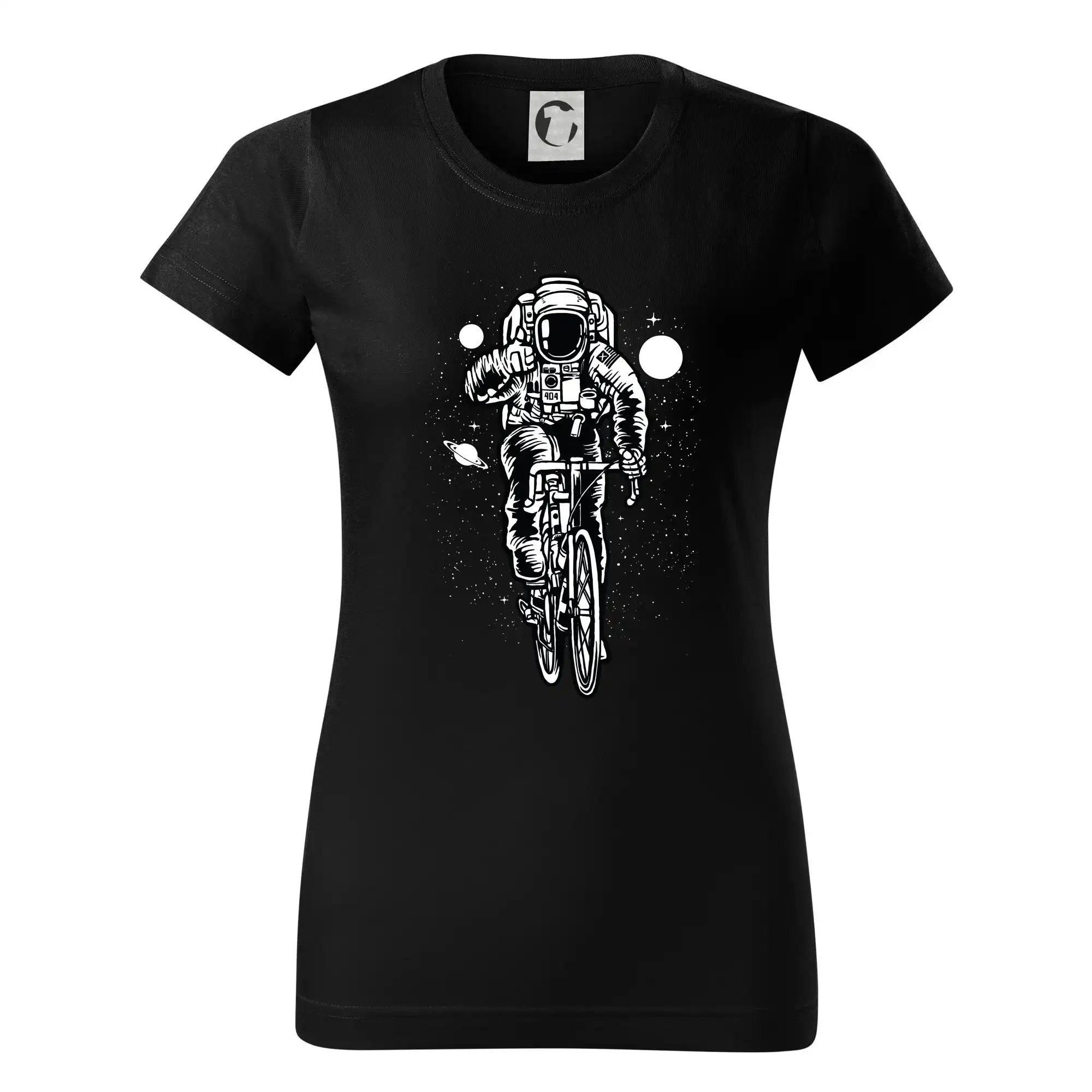 Tričko ako darček pre cyklistu - Astronaut Bicycle - Dámske tričko basic - ľahko voľnejšie a dlhšie