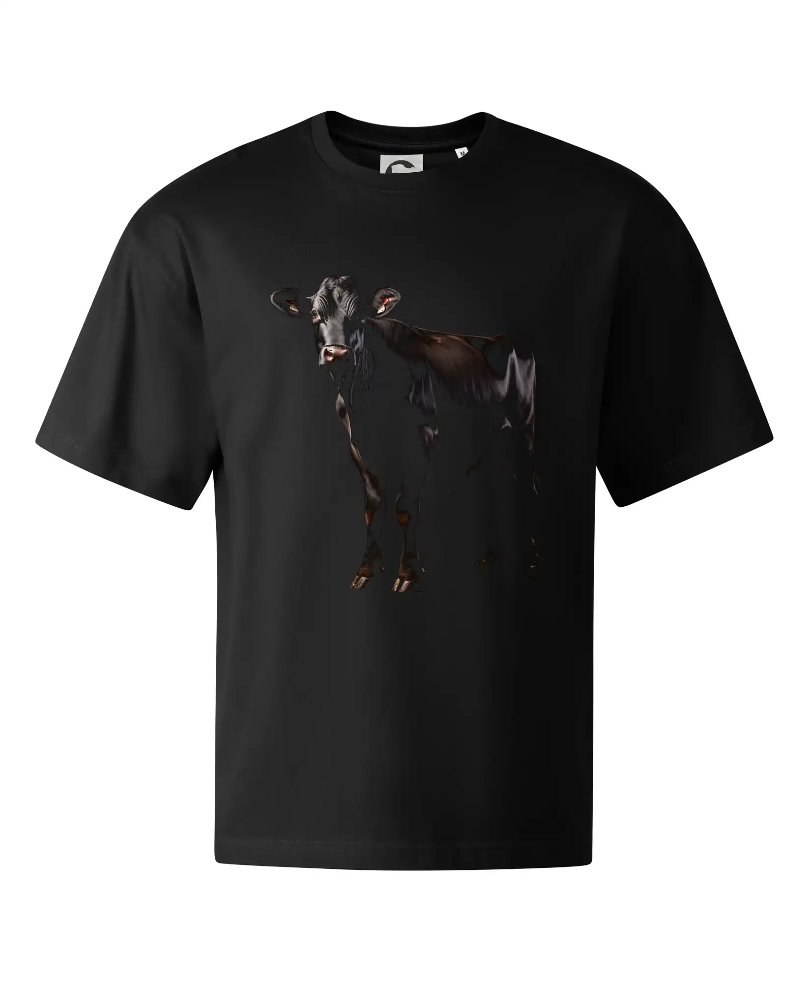 Tričká s kravou - Čierna krava čierna fotka - Stage unisex - OVERSIZE
