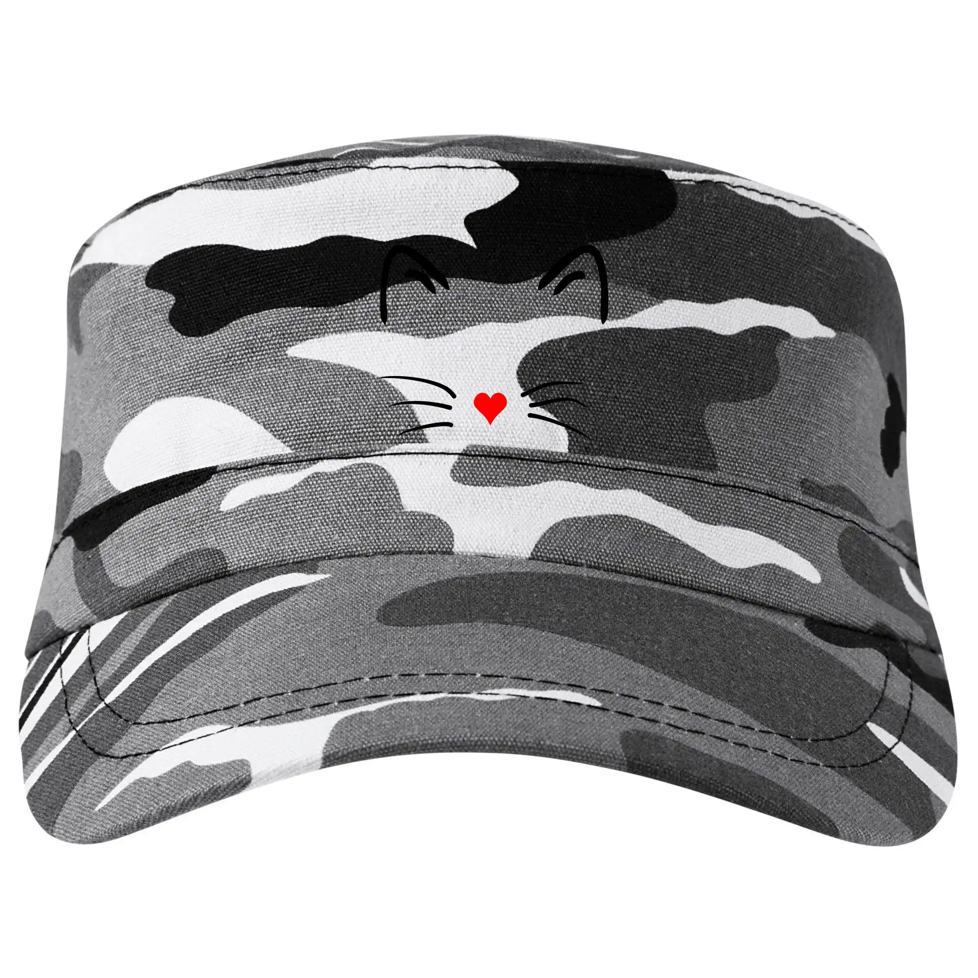 Vtipná tričká s mačkou - Mačka - srdce namiesto nosa - Šiltovka CAMO