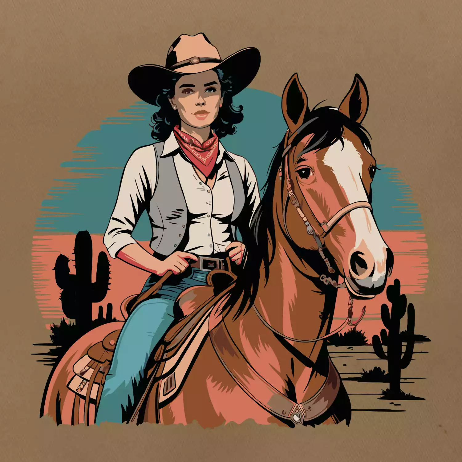 Cowgirl vintage na koni