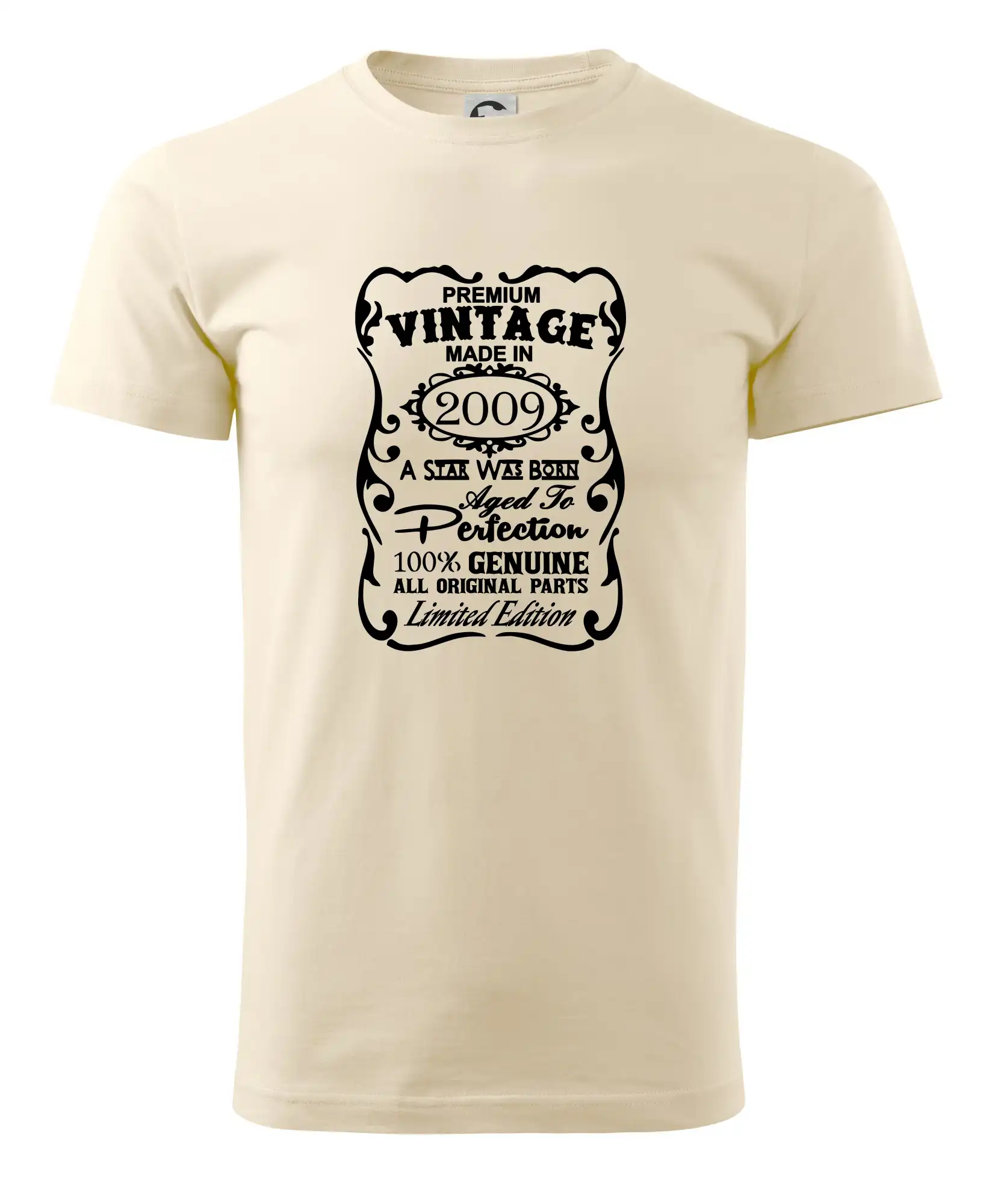 Trička s ročníkom 2009 - Vintage Etiketa - 2009 - Pánske tričko nižšej gramáže