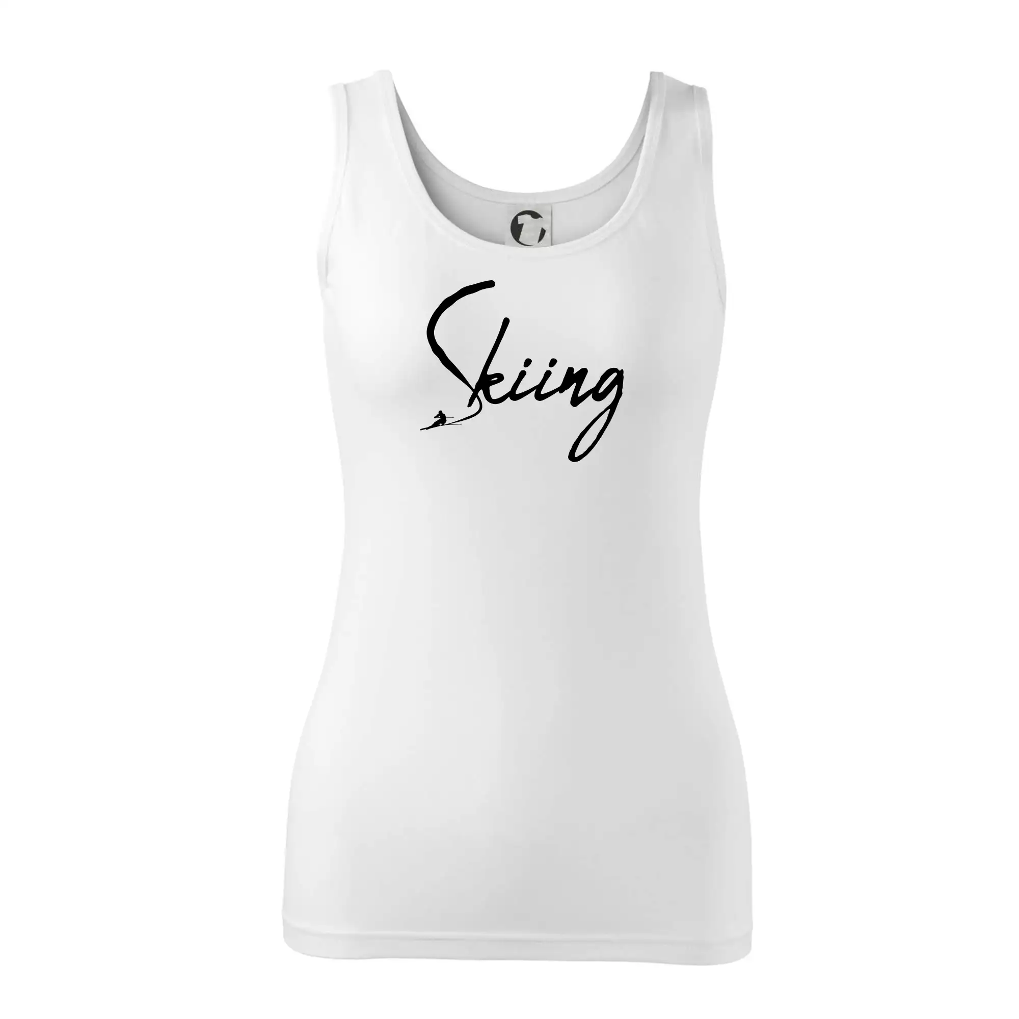 Skiing nápis lyžař