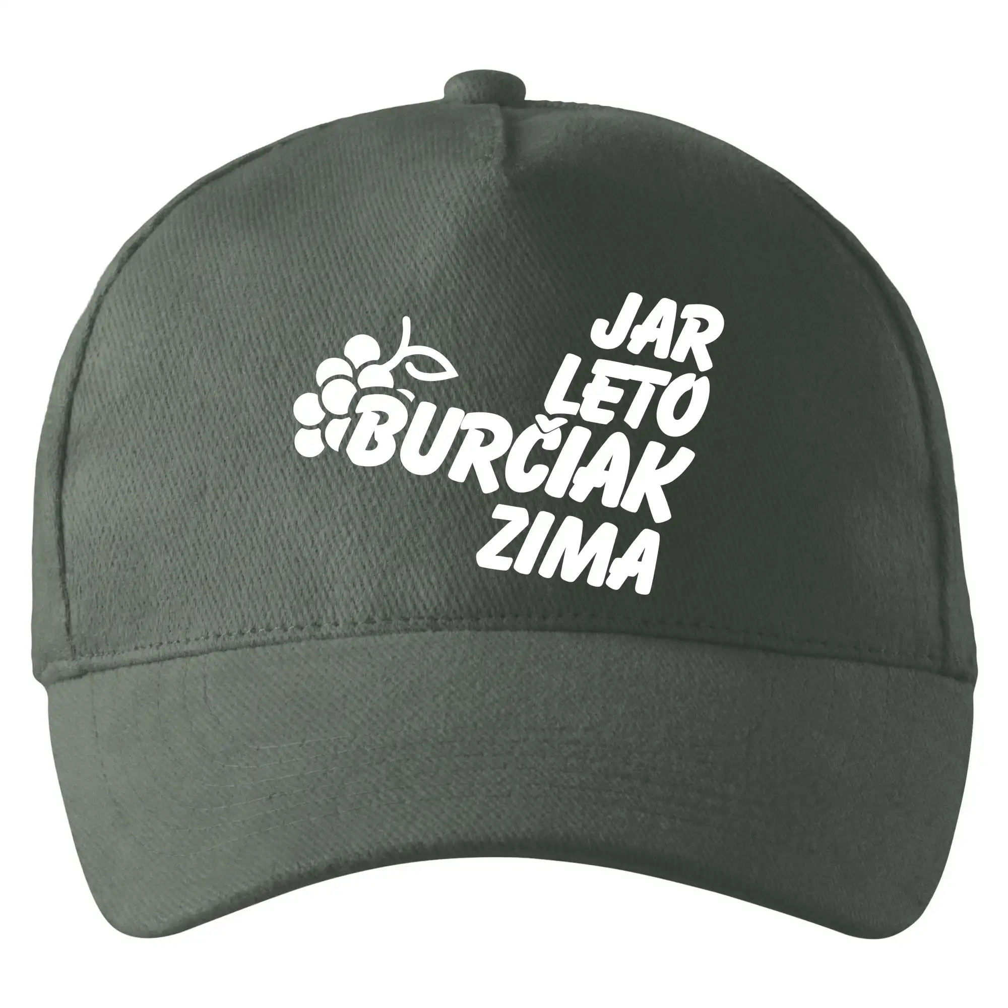 Vtipná tričká s tematikou vína - Jar leto burčiak zima - Šiltovka so zahnutým šiltom a mosaznou sponou