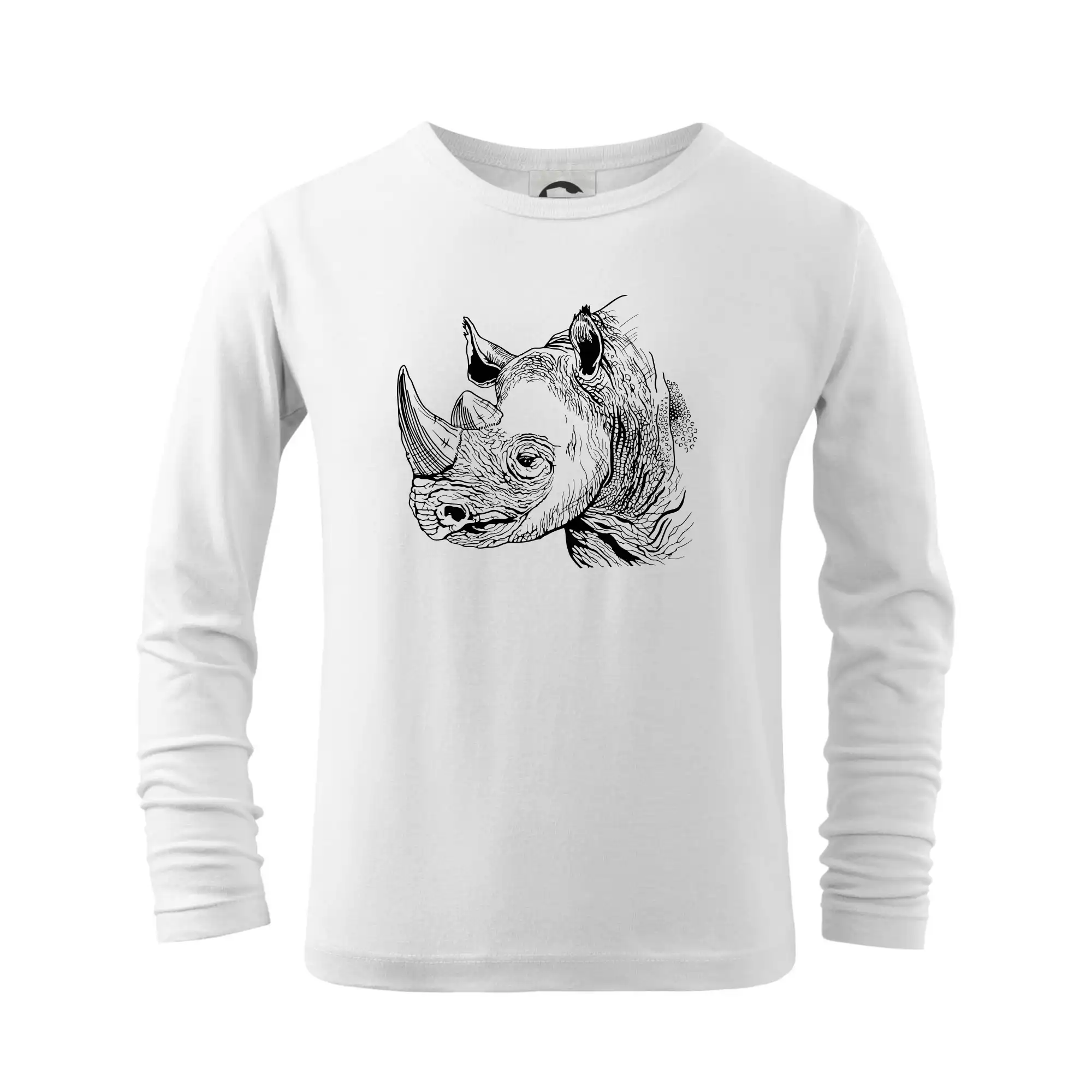 Tričká so zvieratami - Nosorožec čiernobiely (Pecka design) - Tričko detské Long Sleeve
