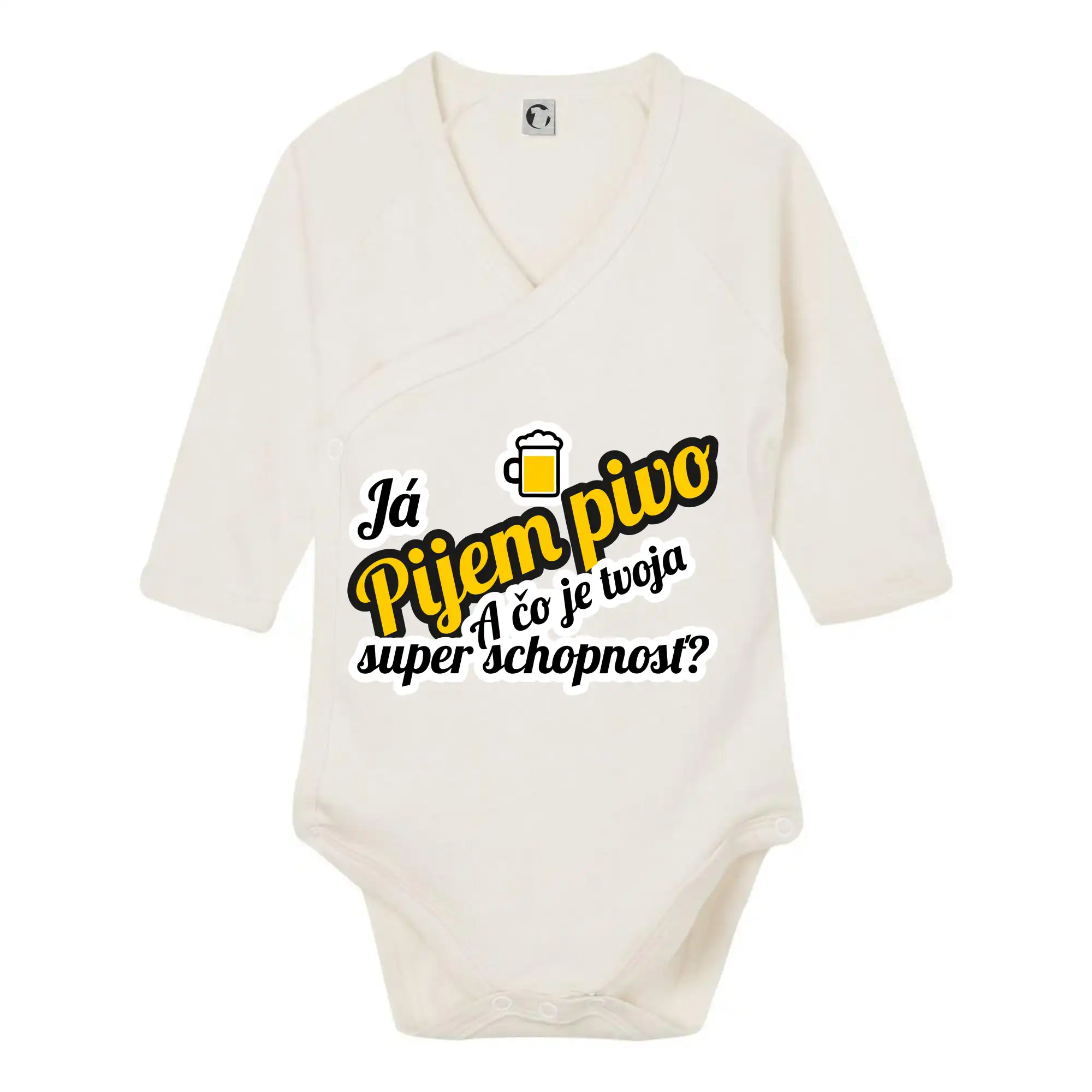 Vtipná tričká pre pivárov - Pijem pivo - tvoja super schopnosť - šikmý - Body zavinovacie s dlhým rukávom