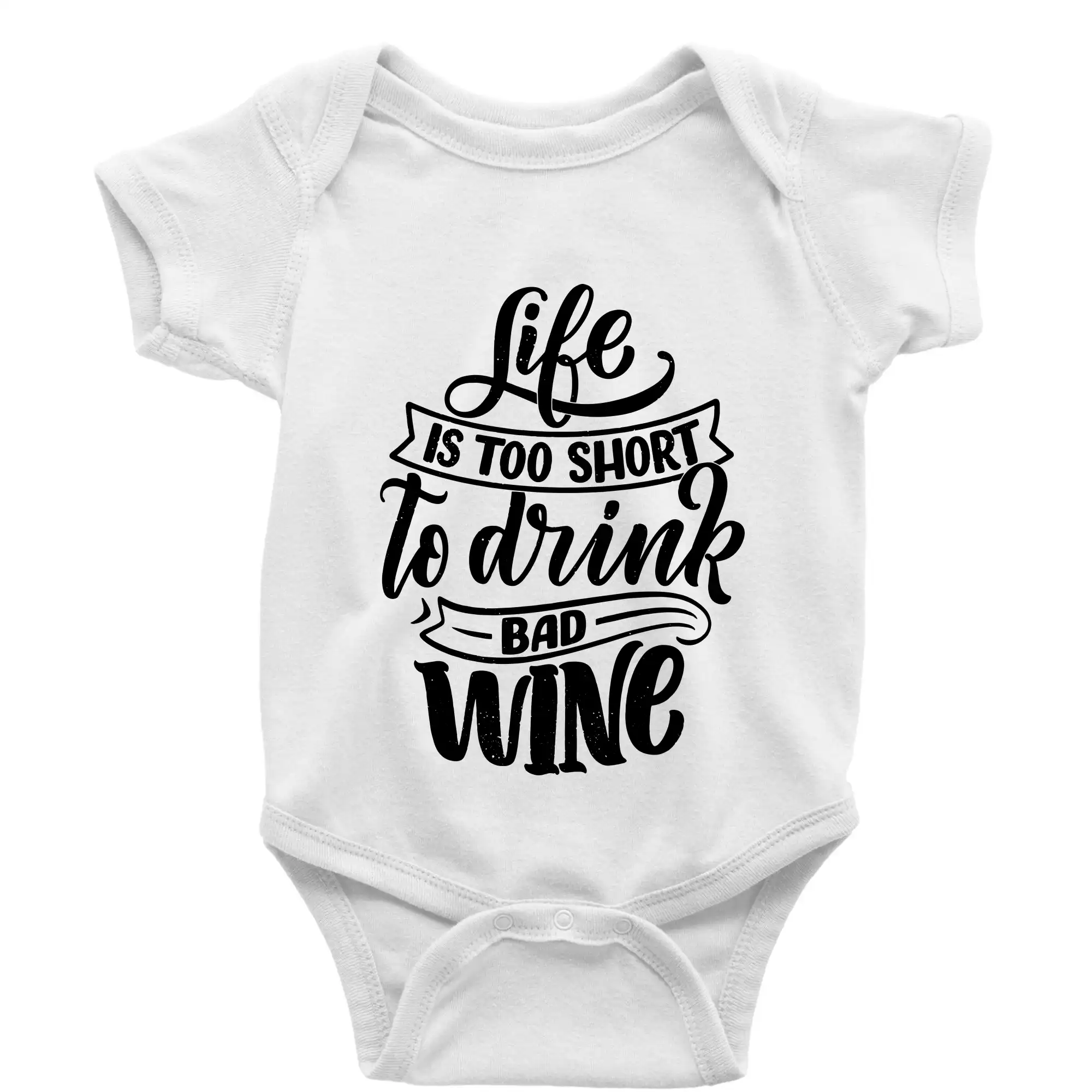 Vtipná tričká s tematikou vína - Life is a short to drink bad wine písacie - Body dojčenské s krátkym rukávom