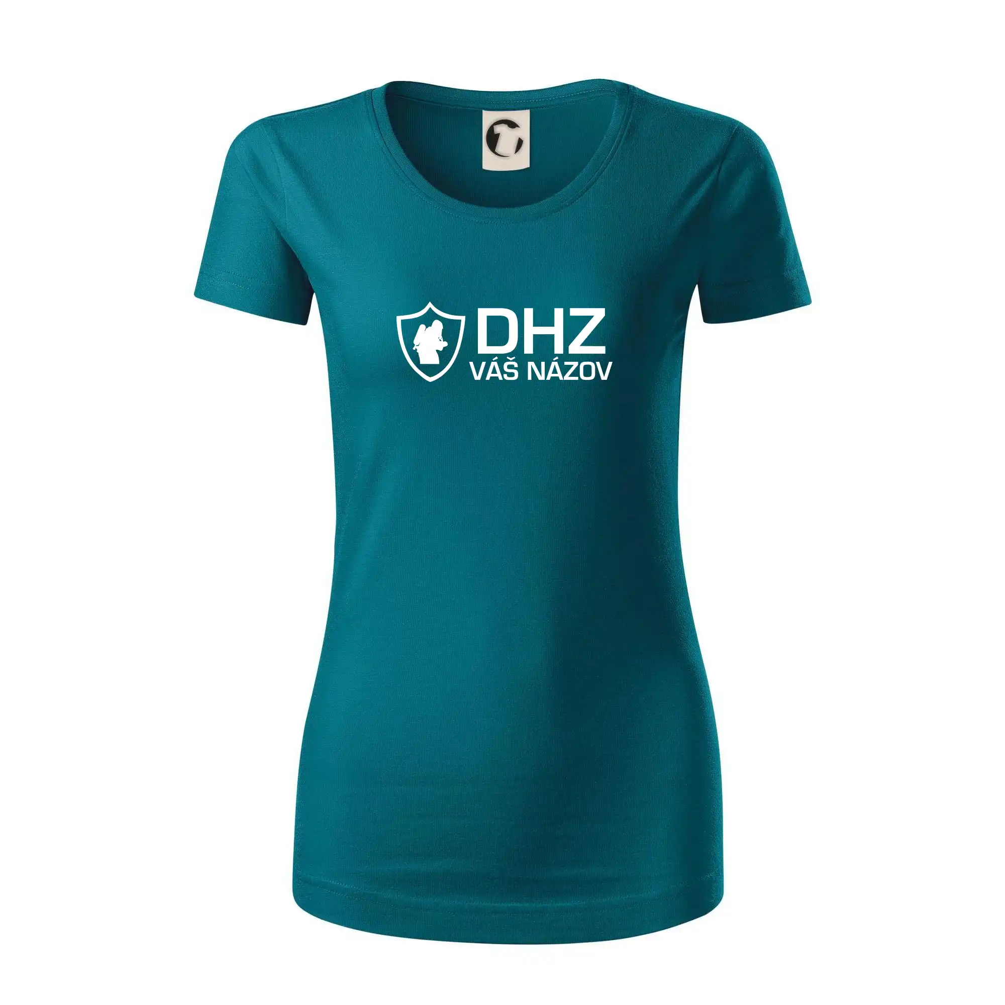 Originálne tričká pre hasičov - DHZ emblem - vlastný nápis - Dámske tričko z organickej bavlny Origin (GOTS)