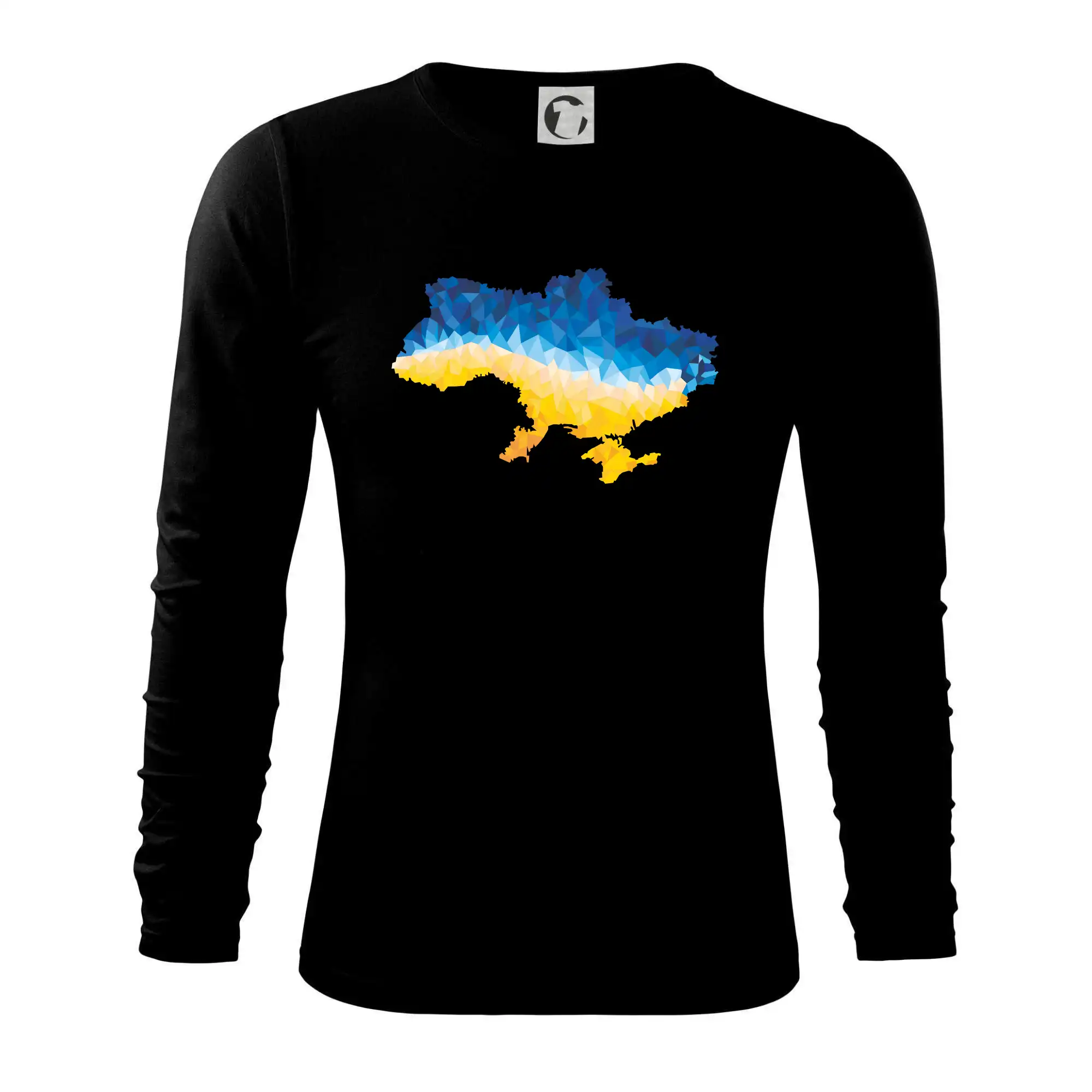 Tričká s vlajkou ukrajiny - Mapa Ukrajiny polygóny - Tričko s dlhým rukávom FIT-T long sleeve