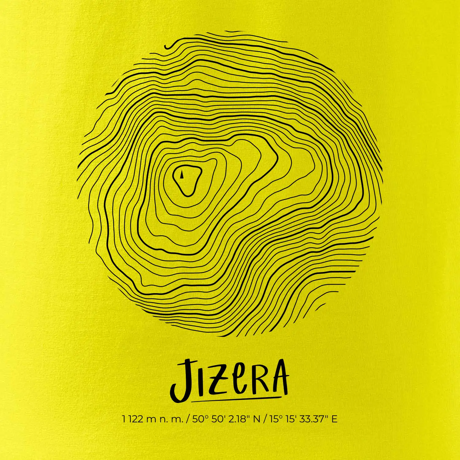 Jizera - vrstevnice v kruhu