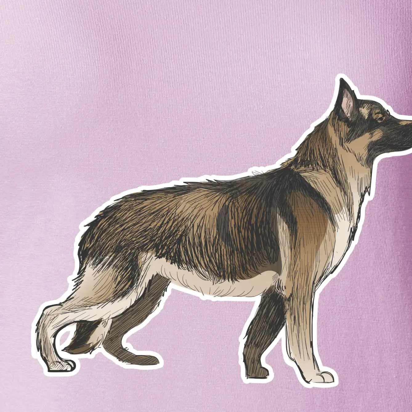 Německý ovčák - hnědý kreslený