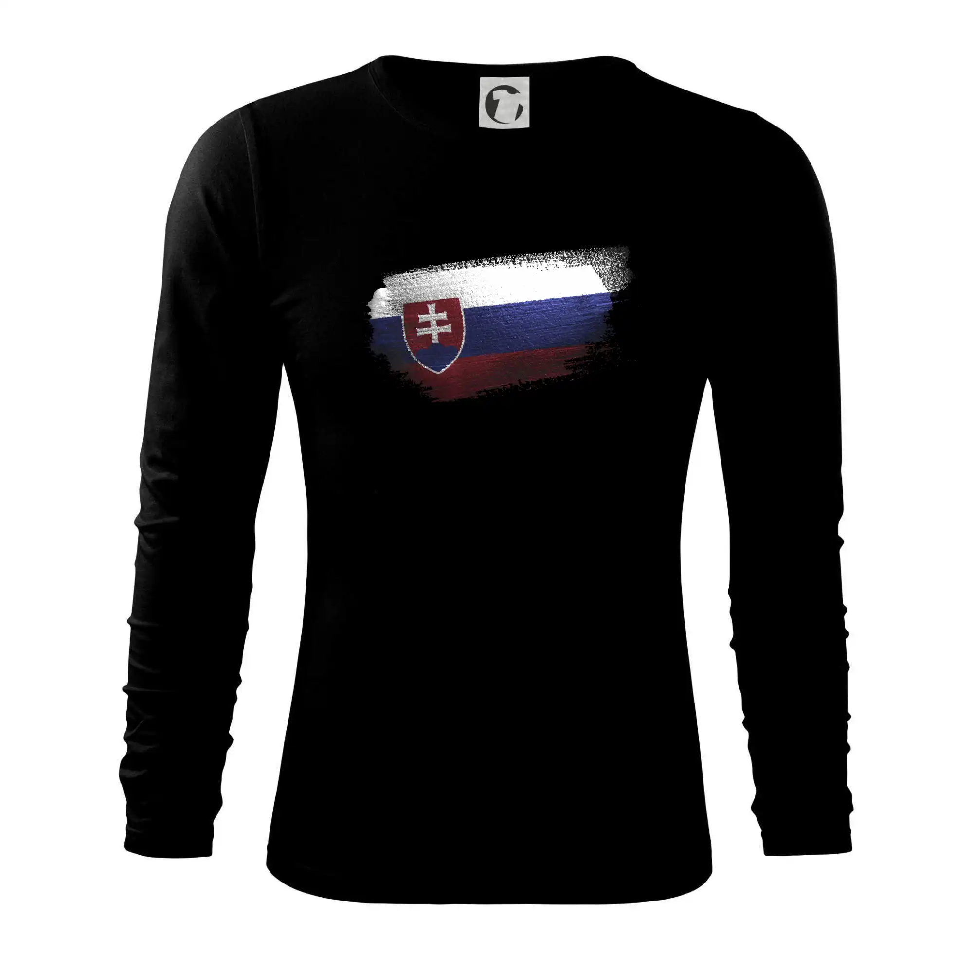 Politické tričká - Slovenská vlajka ohryzené - Tričko s dlhým rukávom FIT-T long sleeve