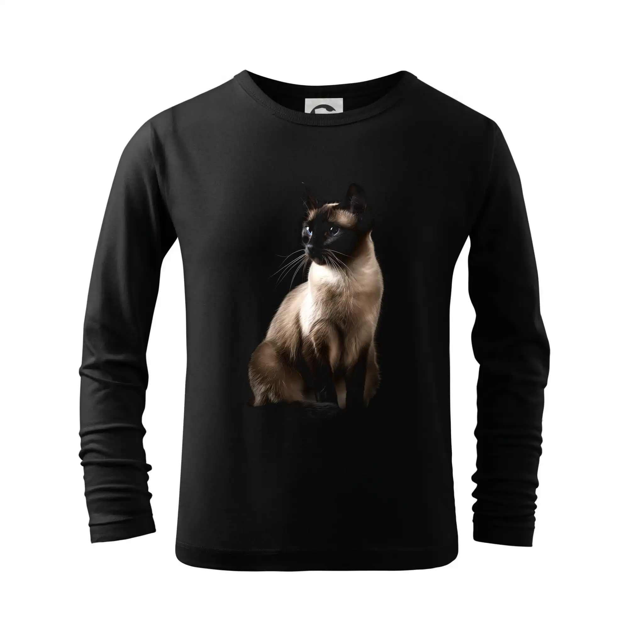 Vtipná tričká s mačkou - Siamská mačka čierna fotka - Tričko detské Long Sleeve