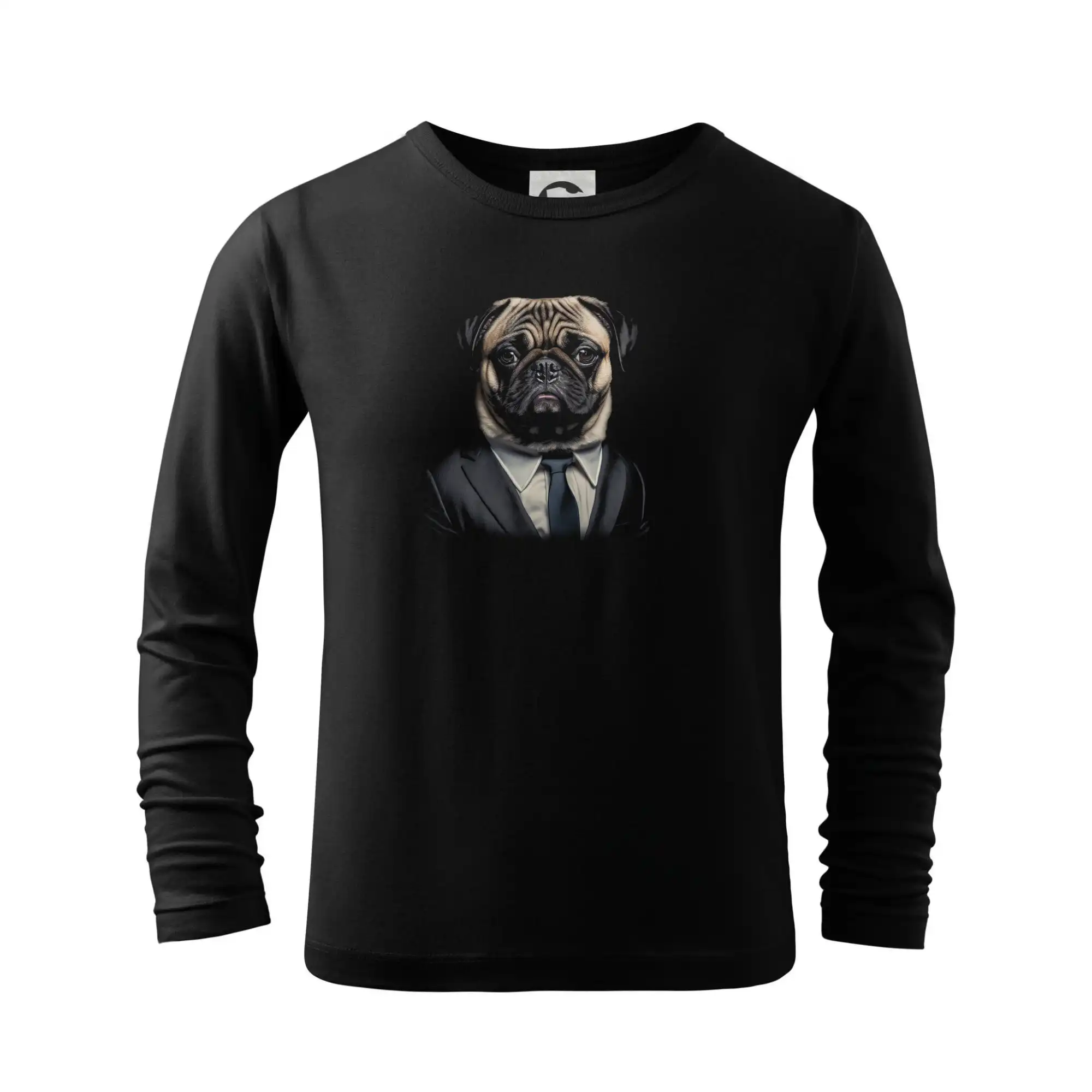 Mops na tričku - Mops v obleku - Tričko detské Long Sleeve