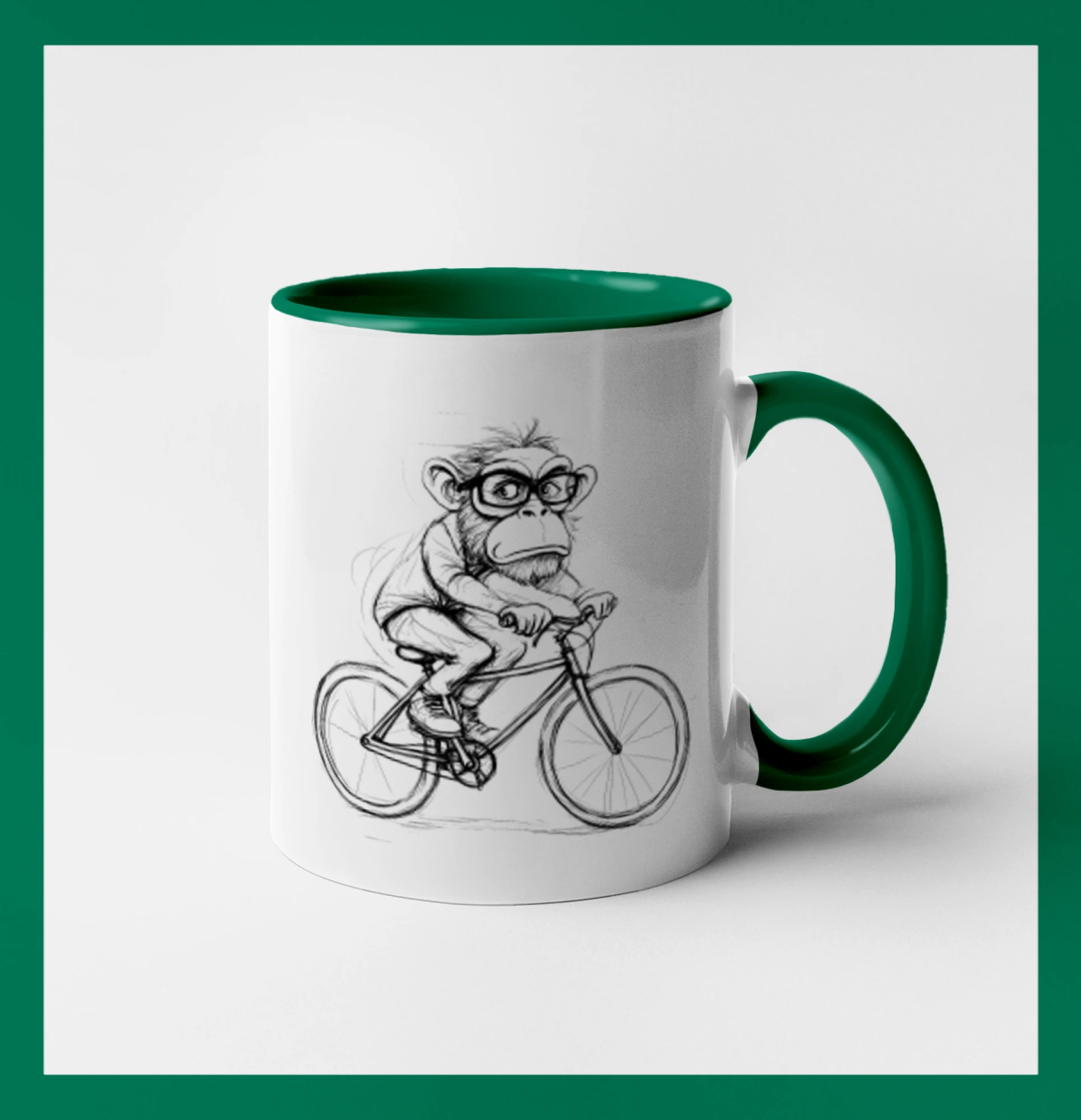 Opice s okuliarmi na bicykli