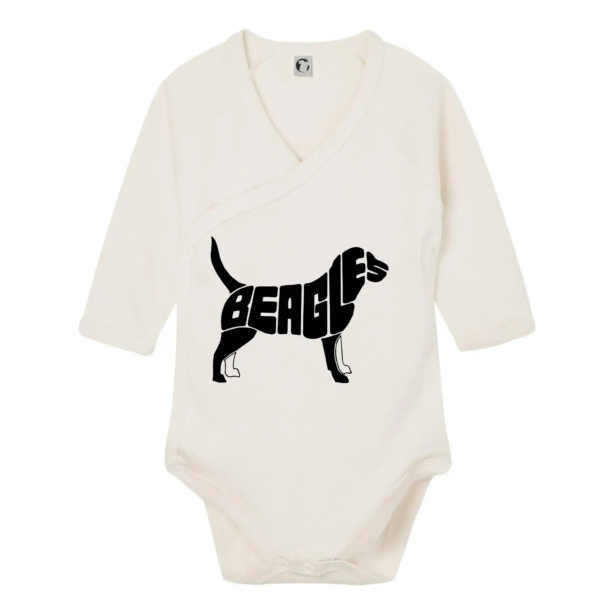 Bígl na tričku - Bígl - nápis v tele - Body zavinovacie s dlhým rukávom